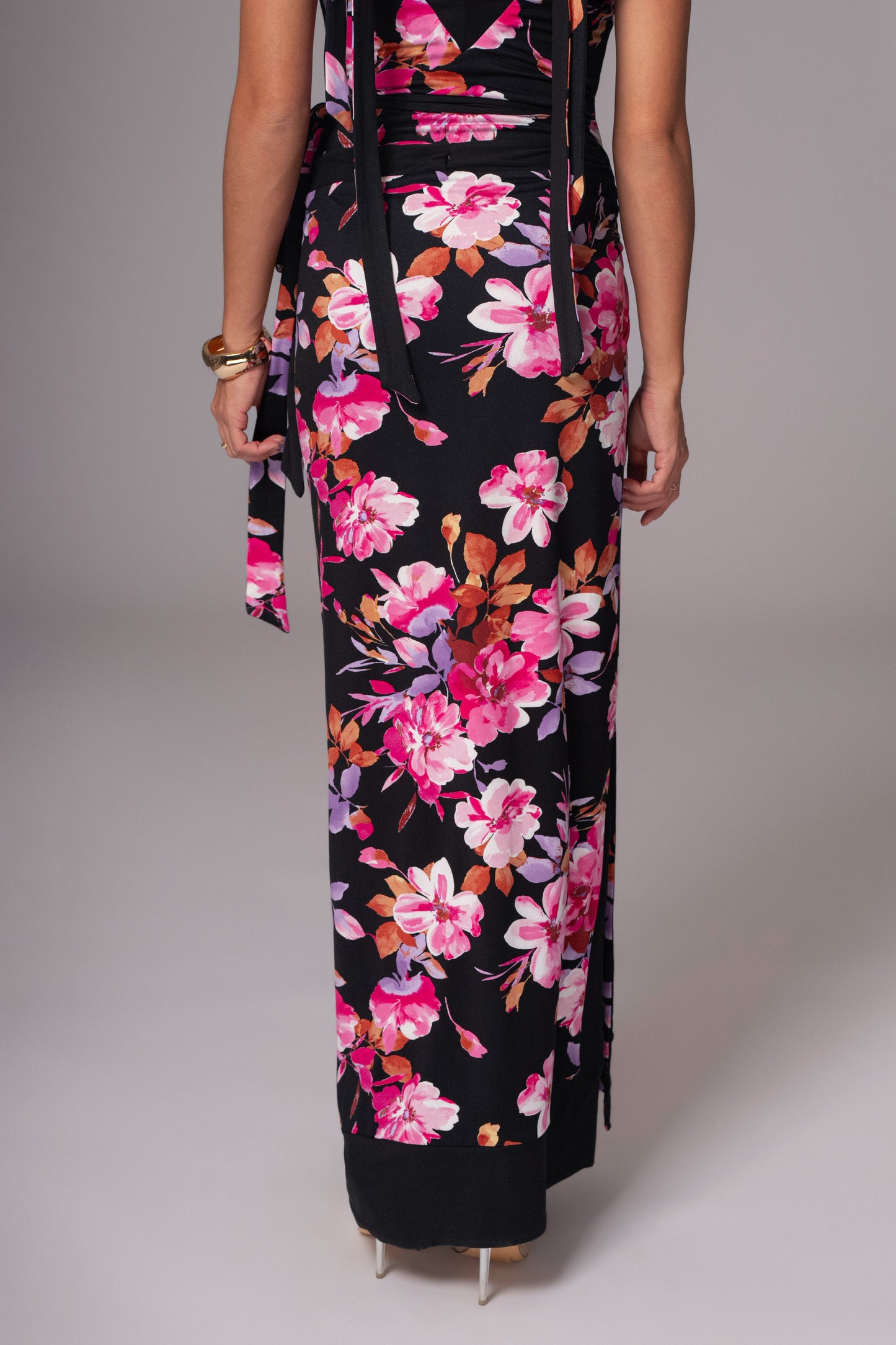 Black Floral Kamie Reversible Skirt Set JLUXLABEL