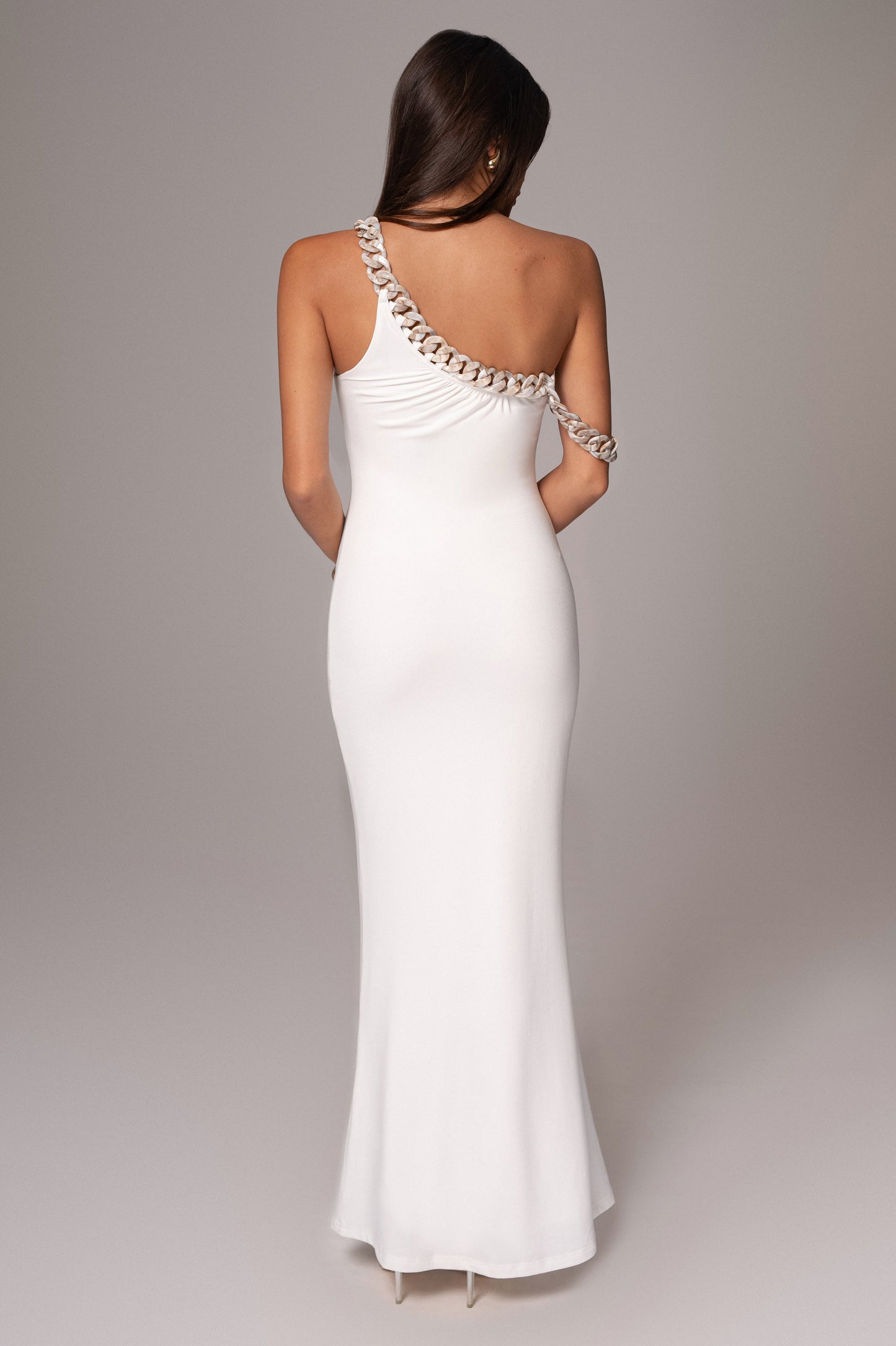 White Monette Asymmetric Dress JLUXLABEL