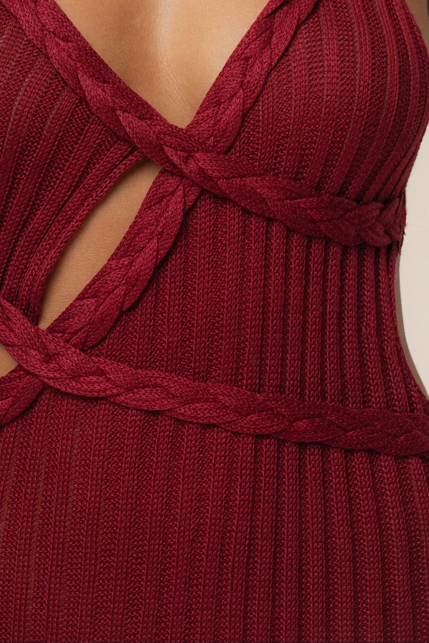 Burgundy Drift And Dream Braided Maxi Dress JLUXLABEL