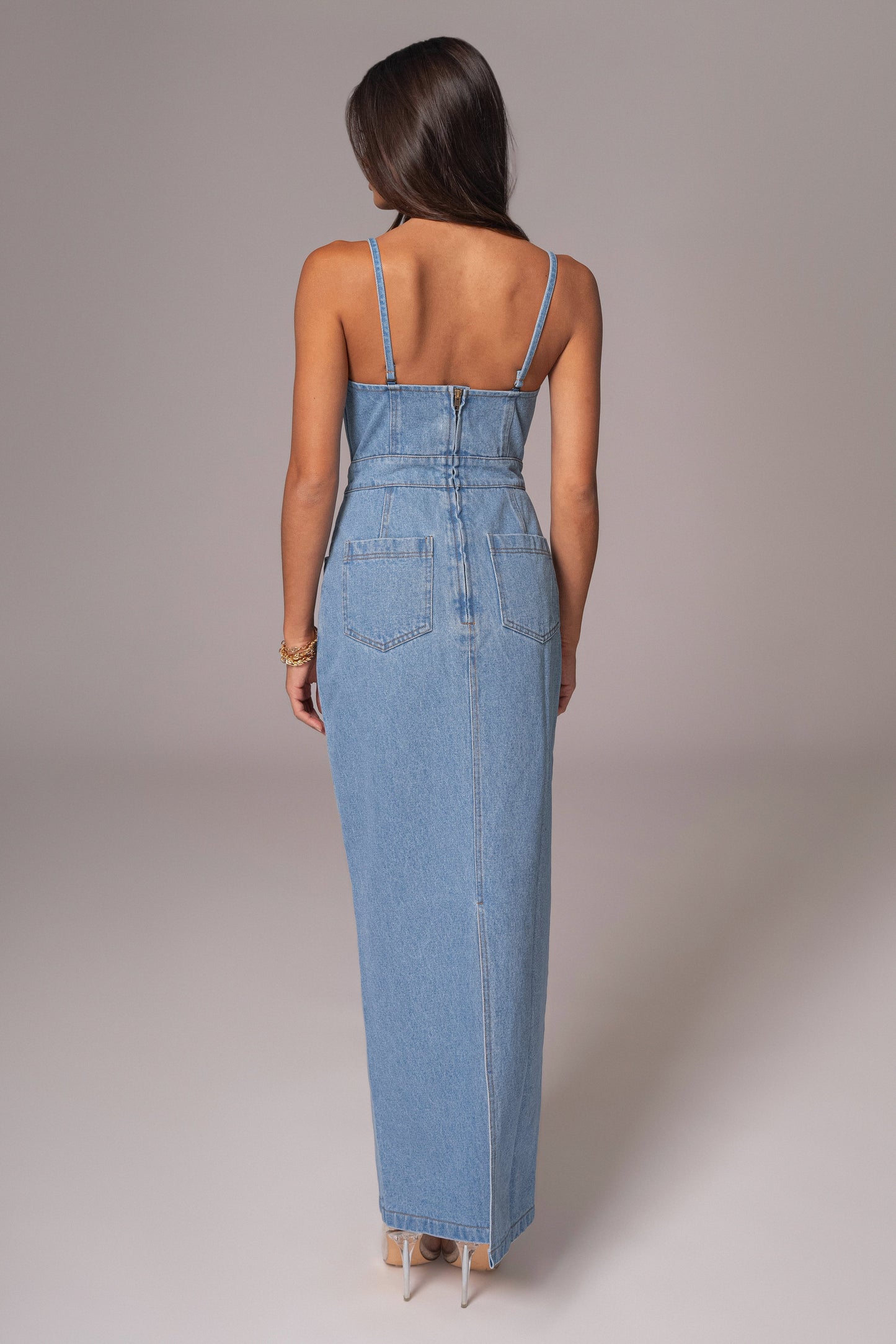 Medium Wash Mara Denim Bustier Dress JLUXLABEL