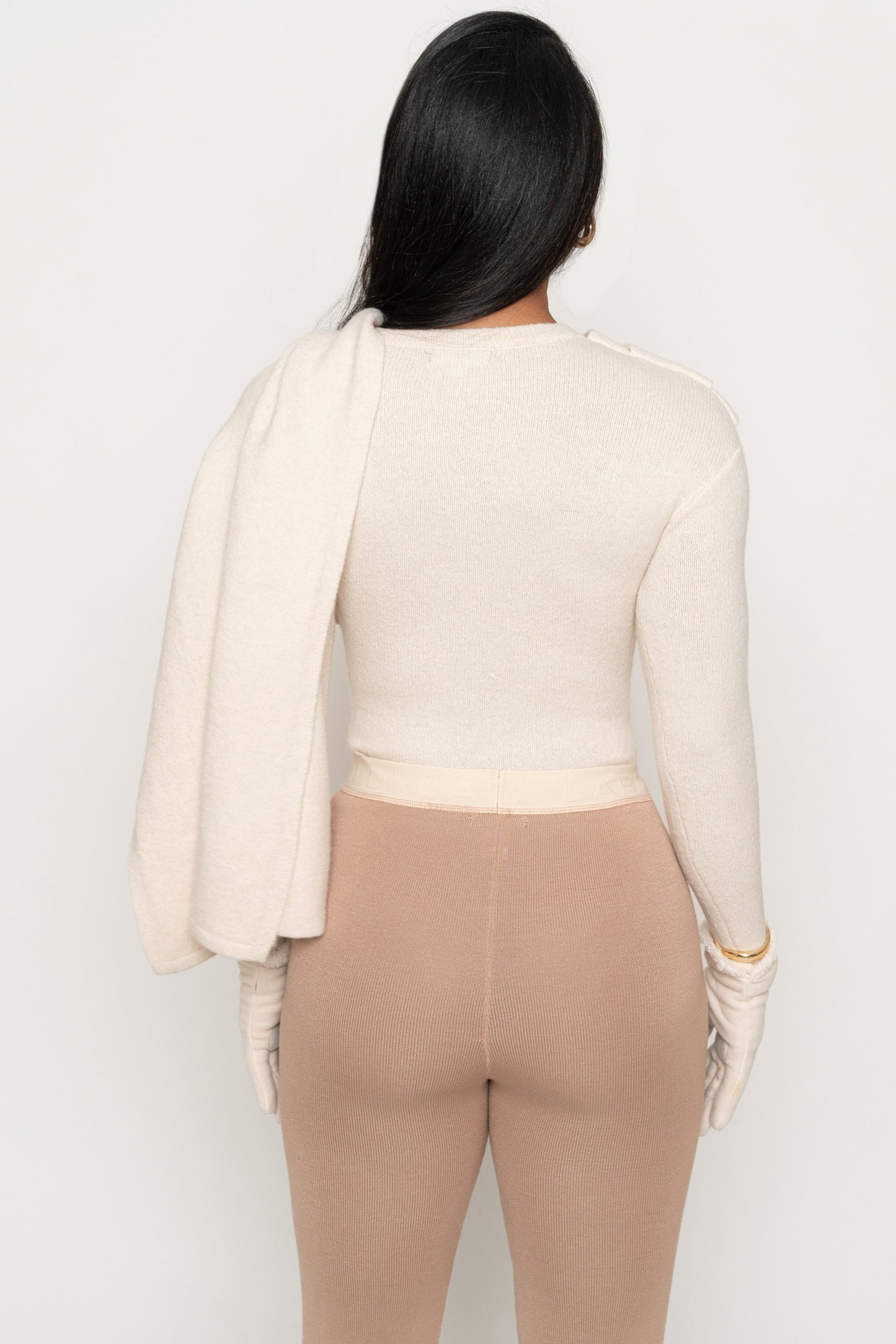 Milk Ribbed Scarf Top JLUXLABEL