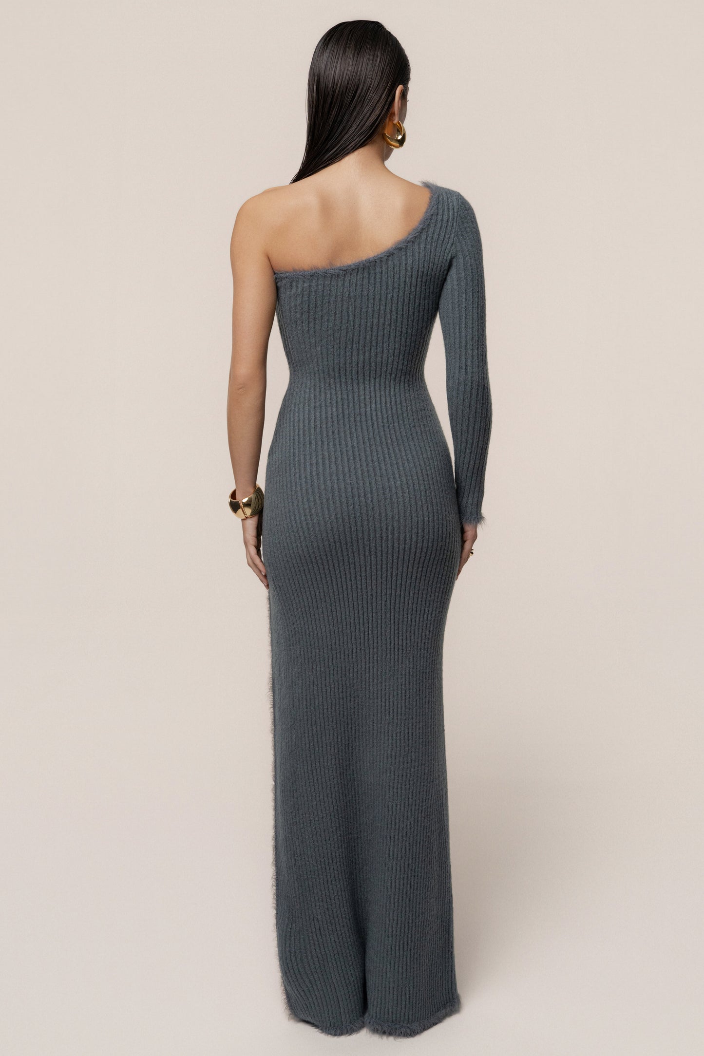 Heather Grey Alpine Elegance Slit Dress JLUXLABEL