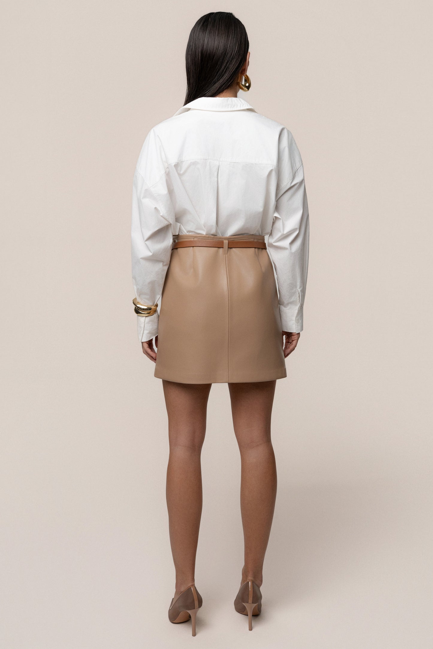 Tan Brew Bliss Belted Skirt JLUXLABEL