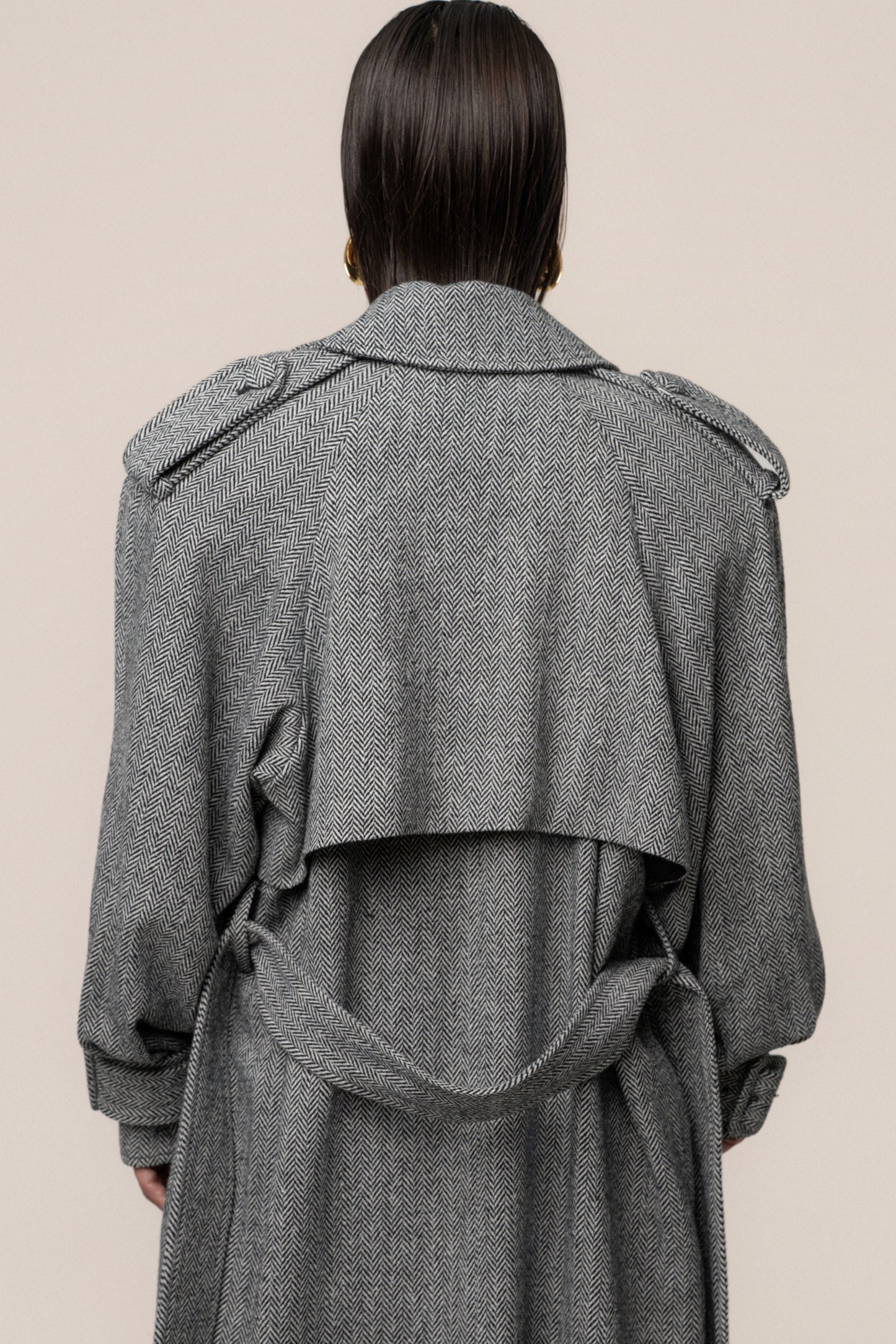 Herringbone Oversized Trench Coat JLUXLABEL