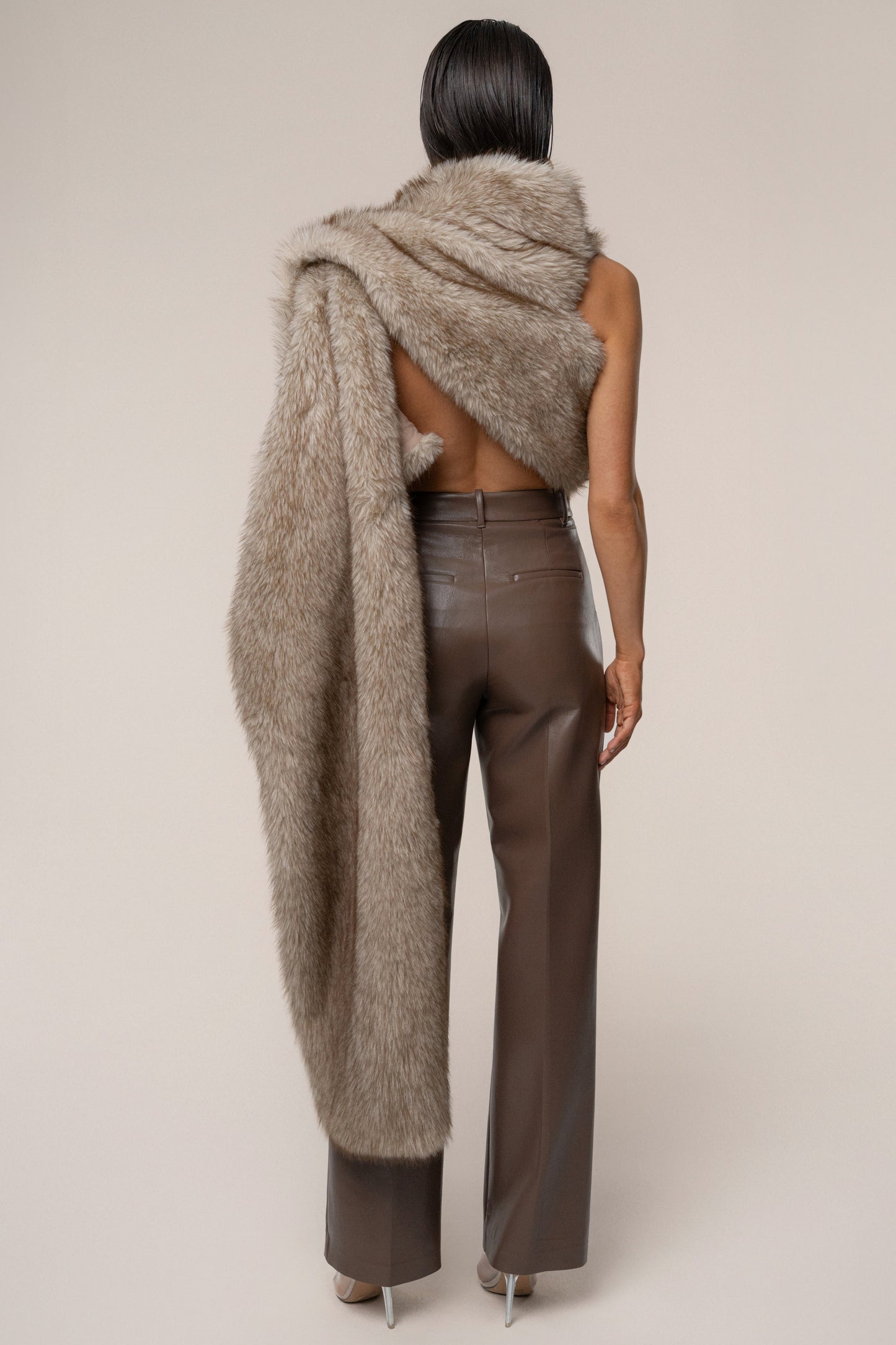 Ivory/Brown Winter Bliss Faux Fur Wrap NEWFASHIONEDGE