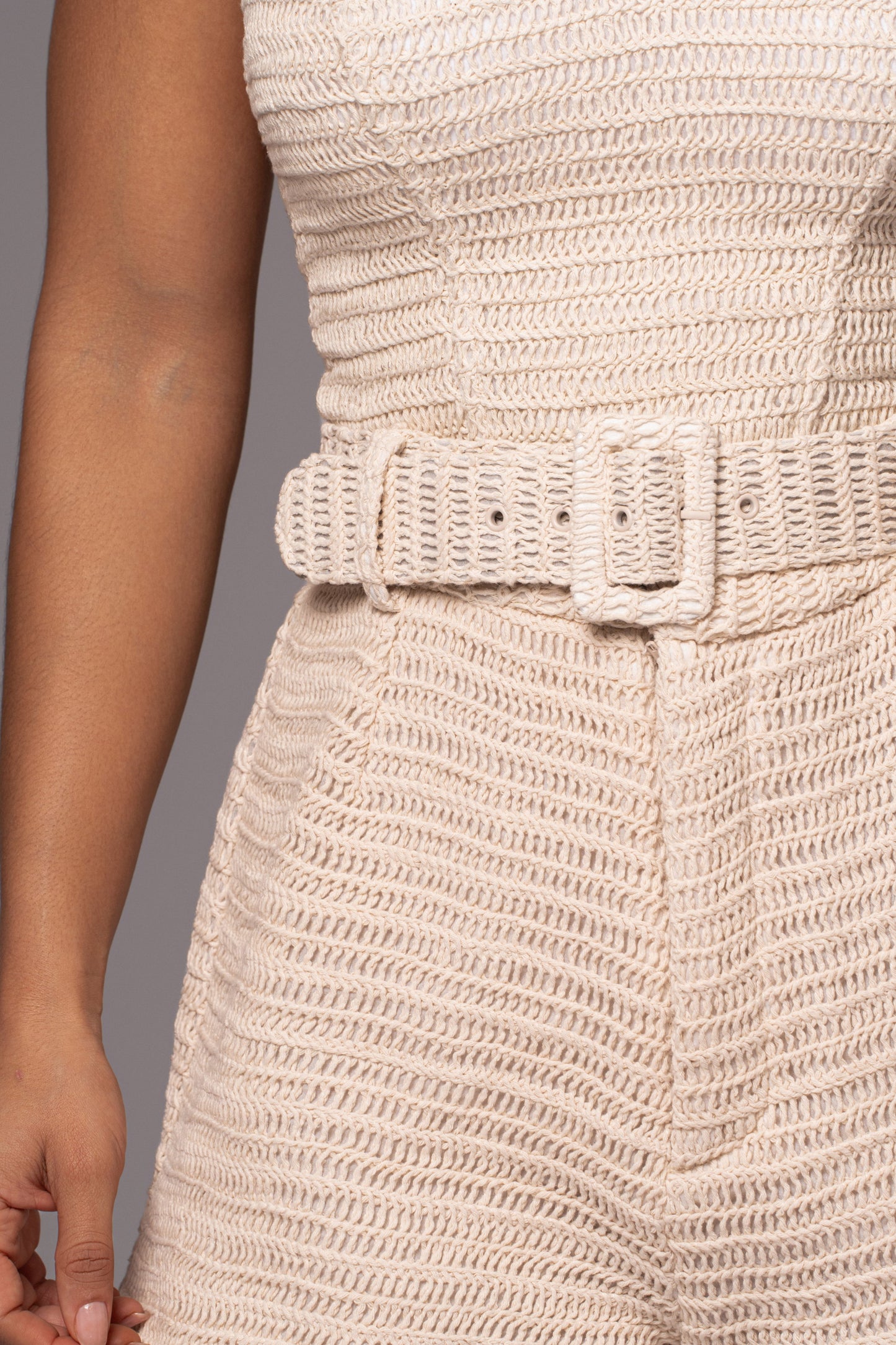 Beige Kelsie Belted Shorts JLUXLABEL