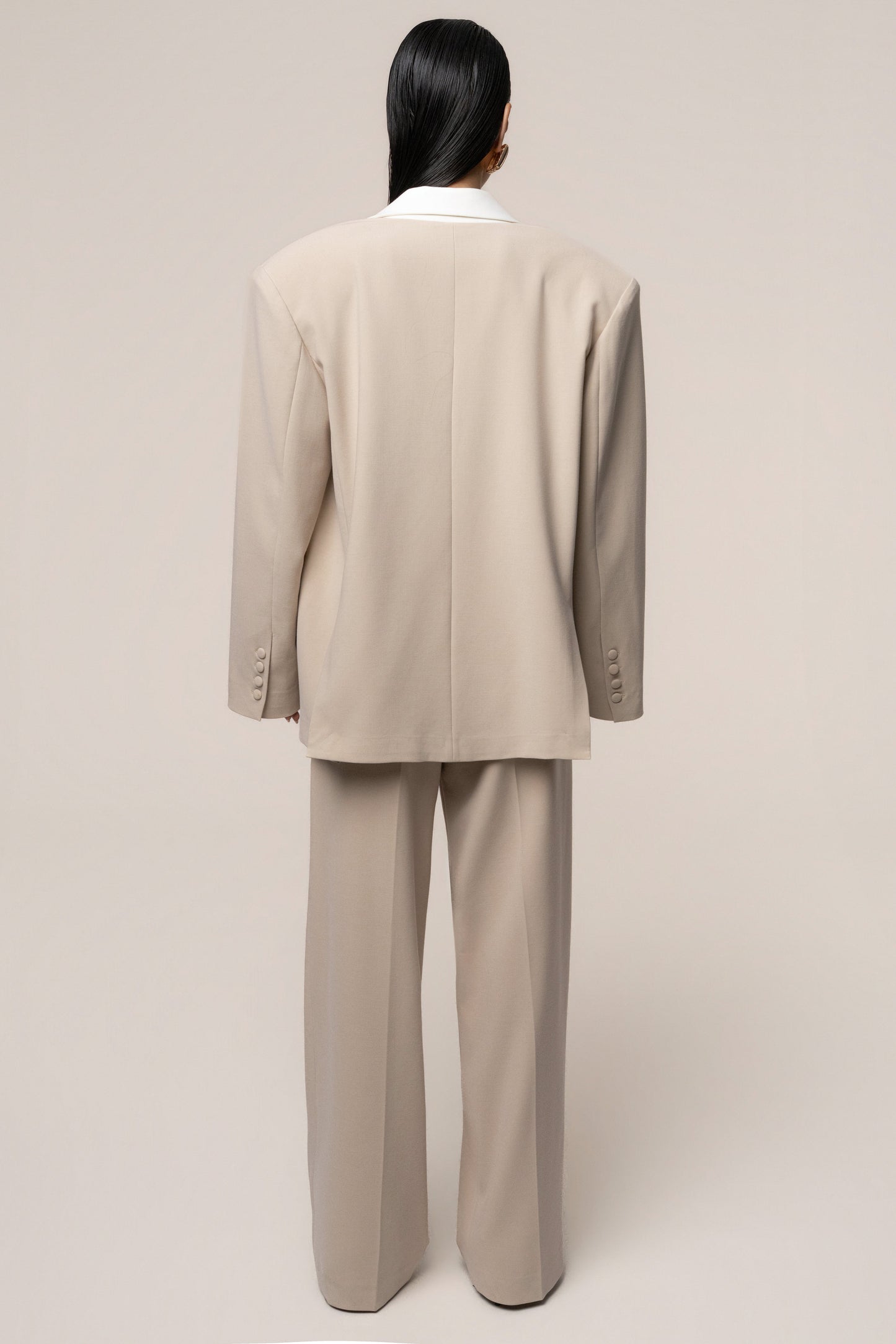 Beige/Ivory Command Pleat Trouser NEWFASHIONEDGE