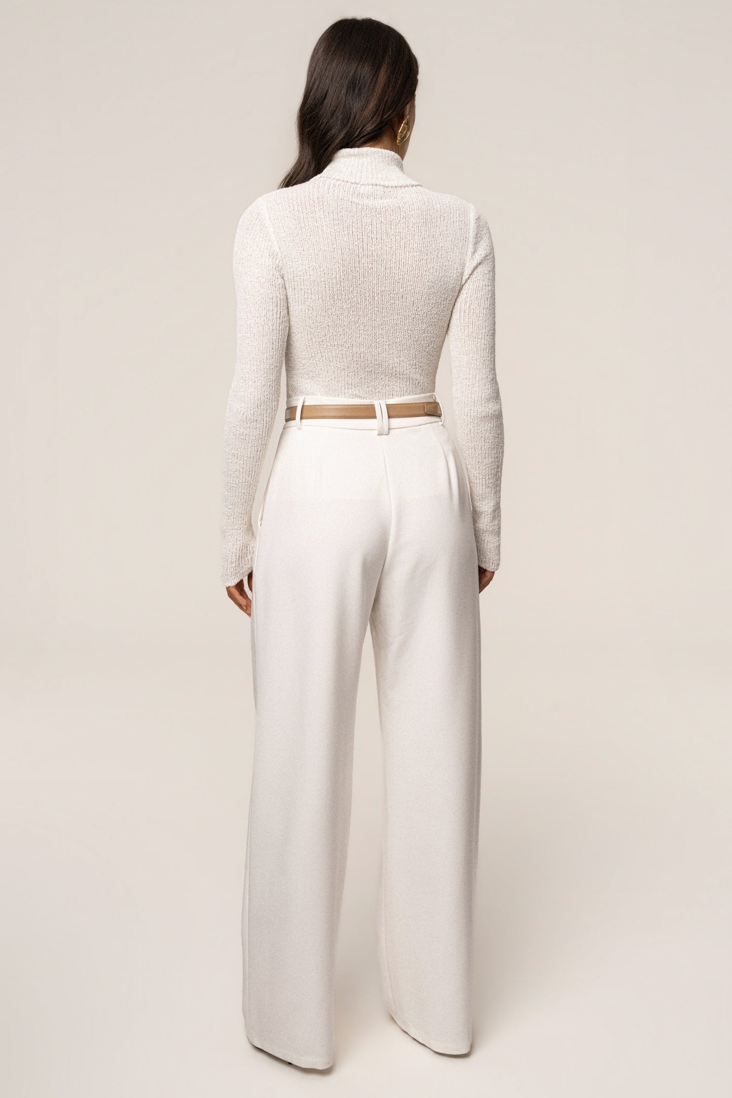 White Carli Turtle Neck Top JLUXLABEL