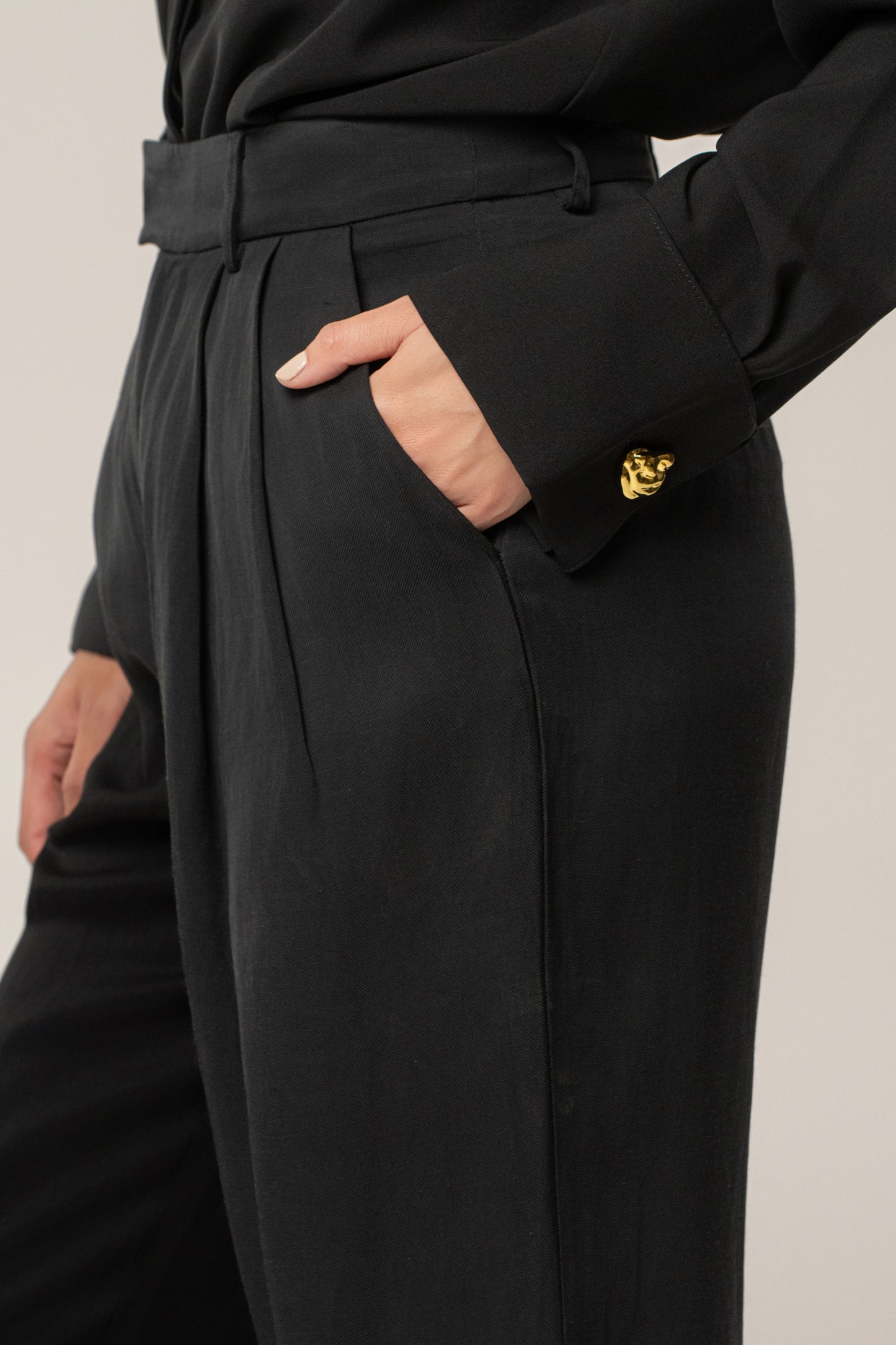 Black Axel Pleated Trouser JLUXLABEL