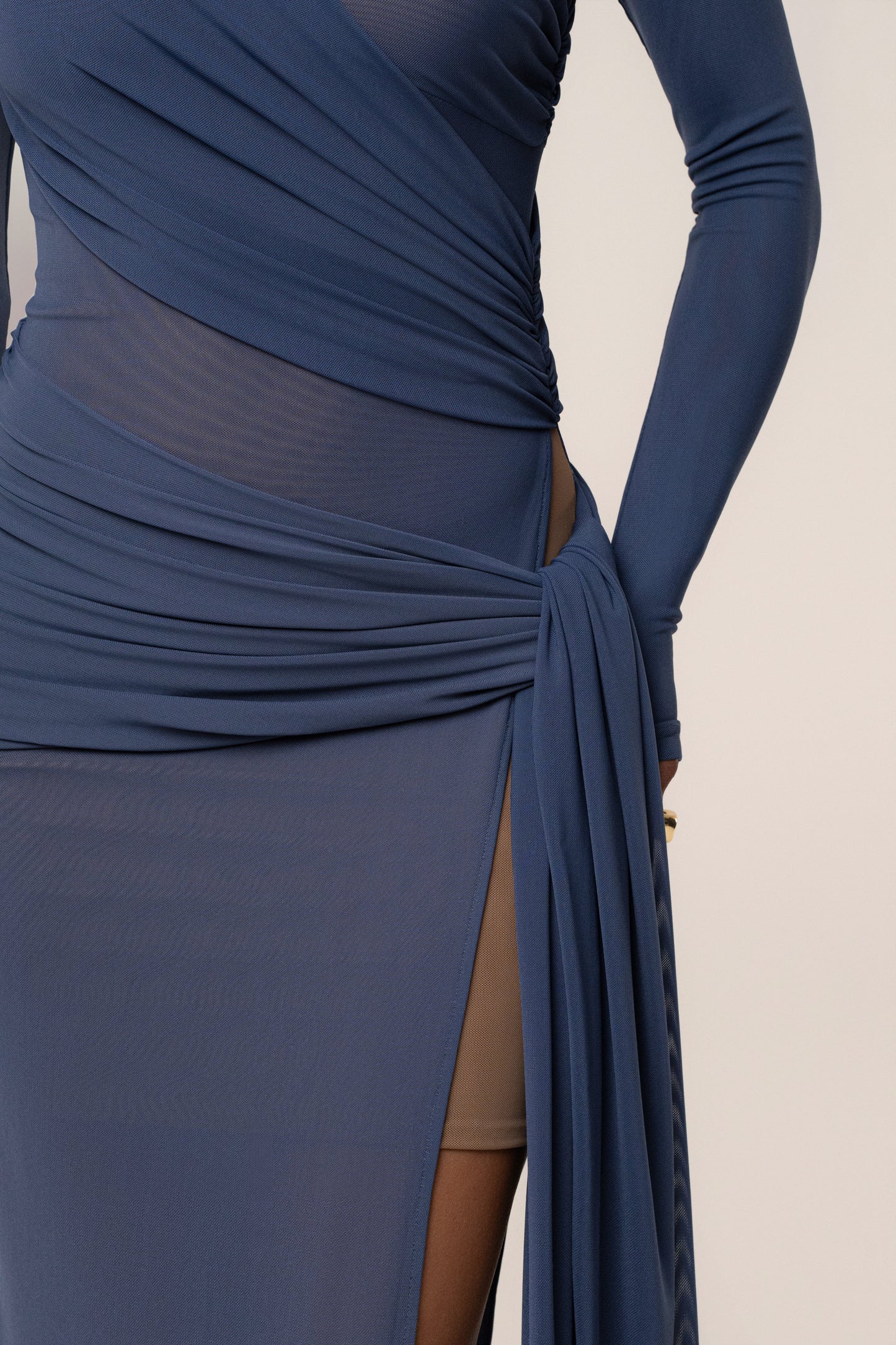 Navy Heatwave Mesh Maxi Dress JLUXLABEL