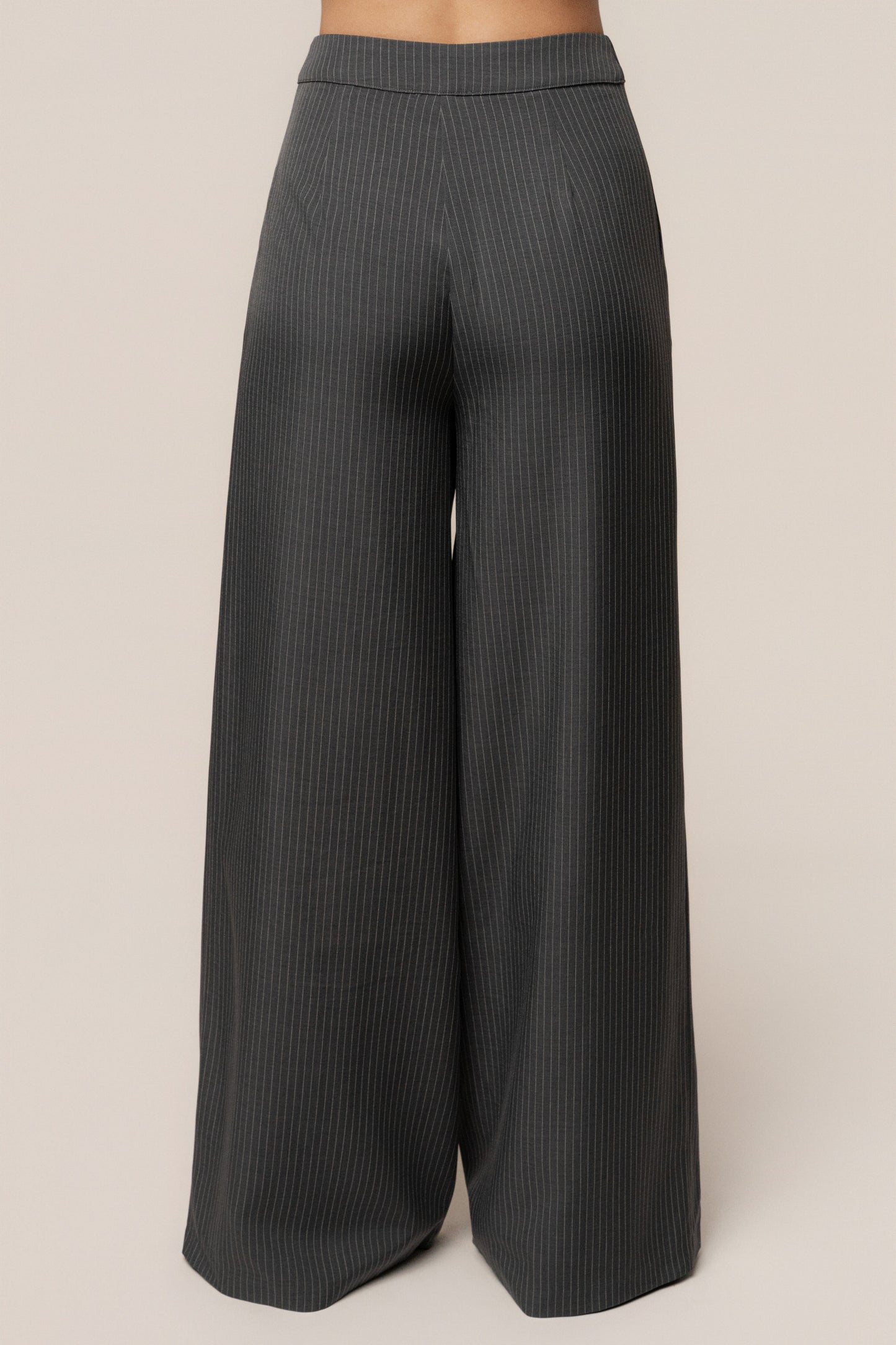 Grey Relaxed Pinstripe Pant Set NEWFASHIONEDGE