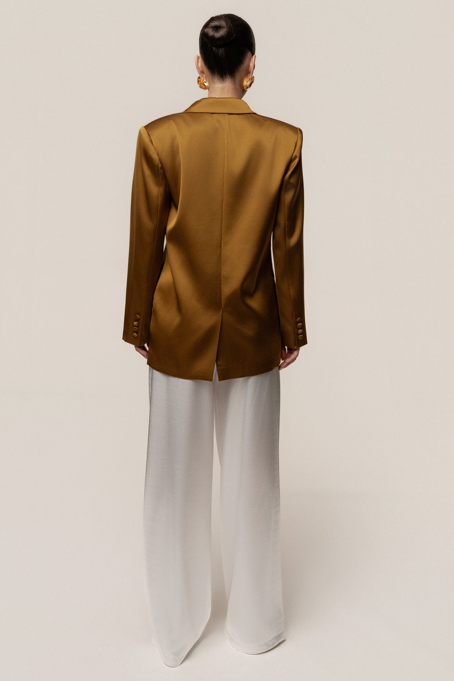 Bronze Lara Oversize Satin Blazer JLUXLABEL