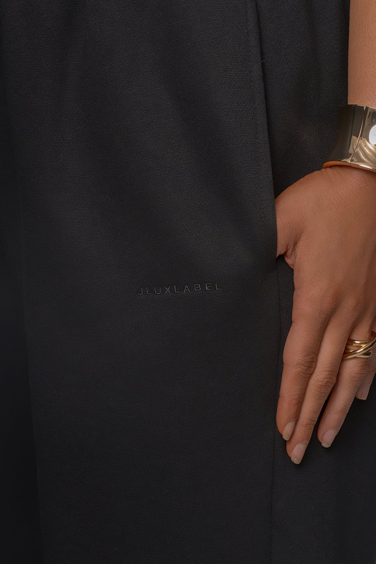 Black JLUXLABEL Logo Fleece Pants JLUXLABEL