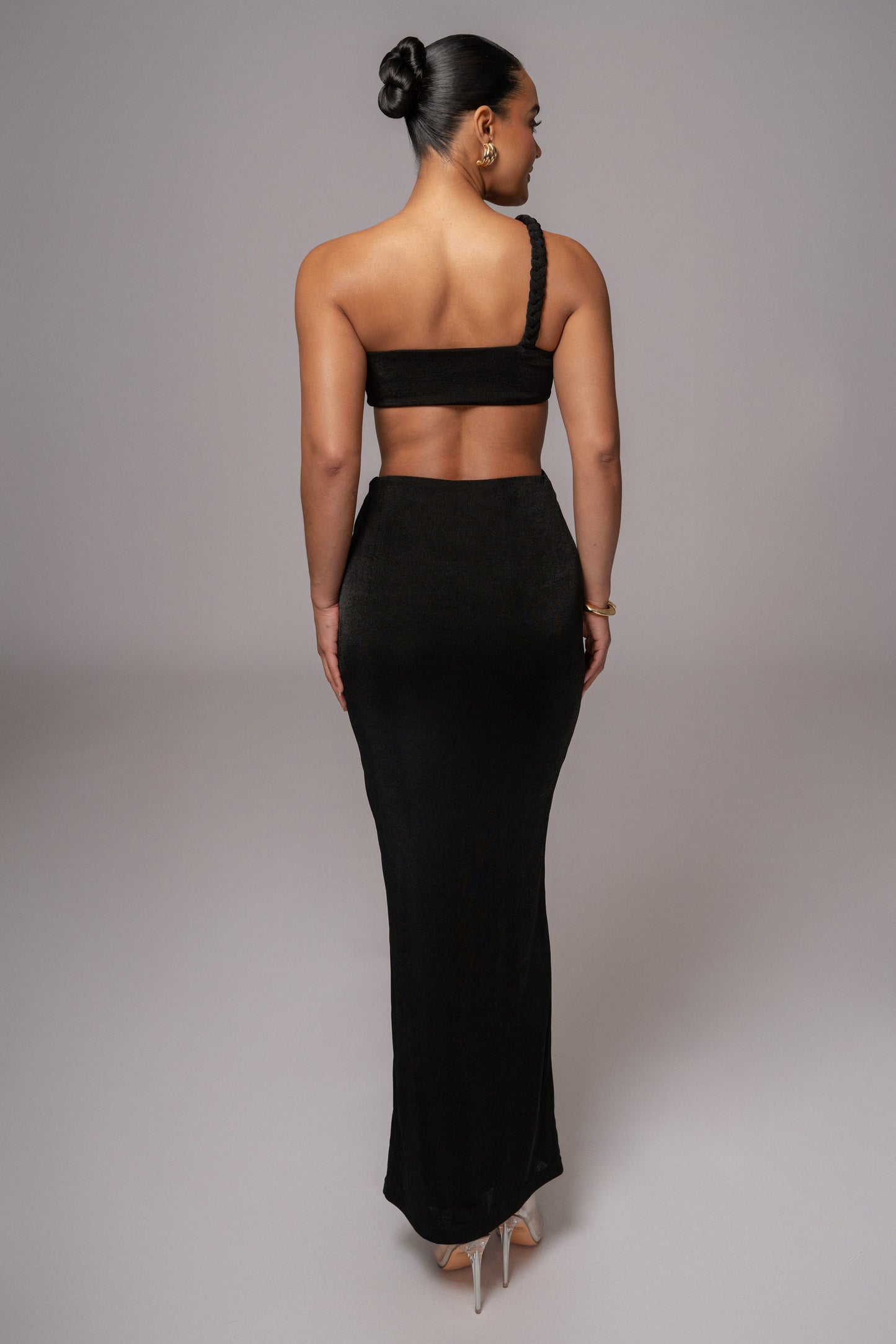 Black Ema One Shoulder Maxi Dress JLUXLABEL
