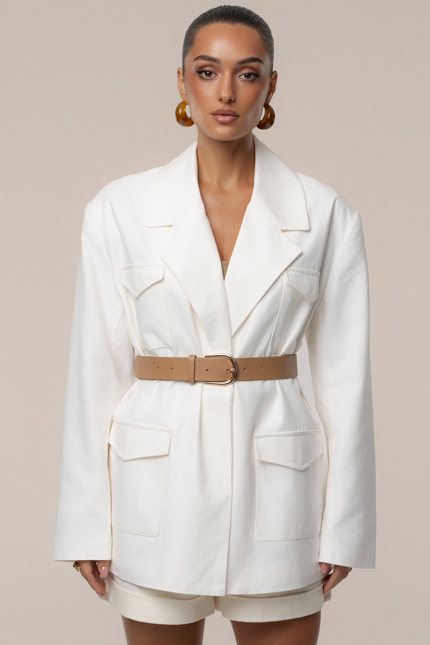 Ivory Precision Woven Blazer JLUXLABEL