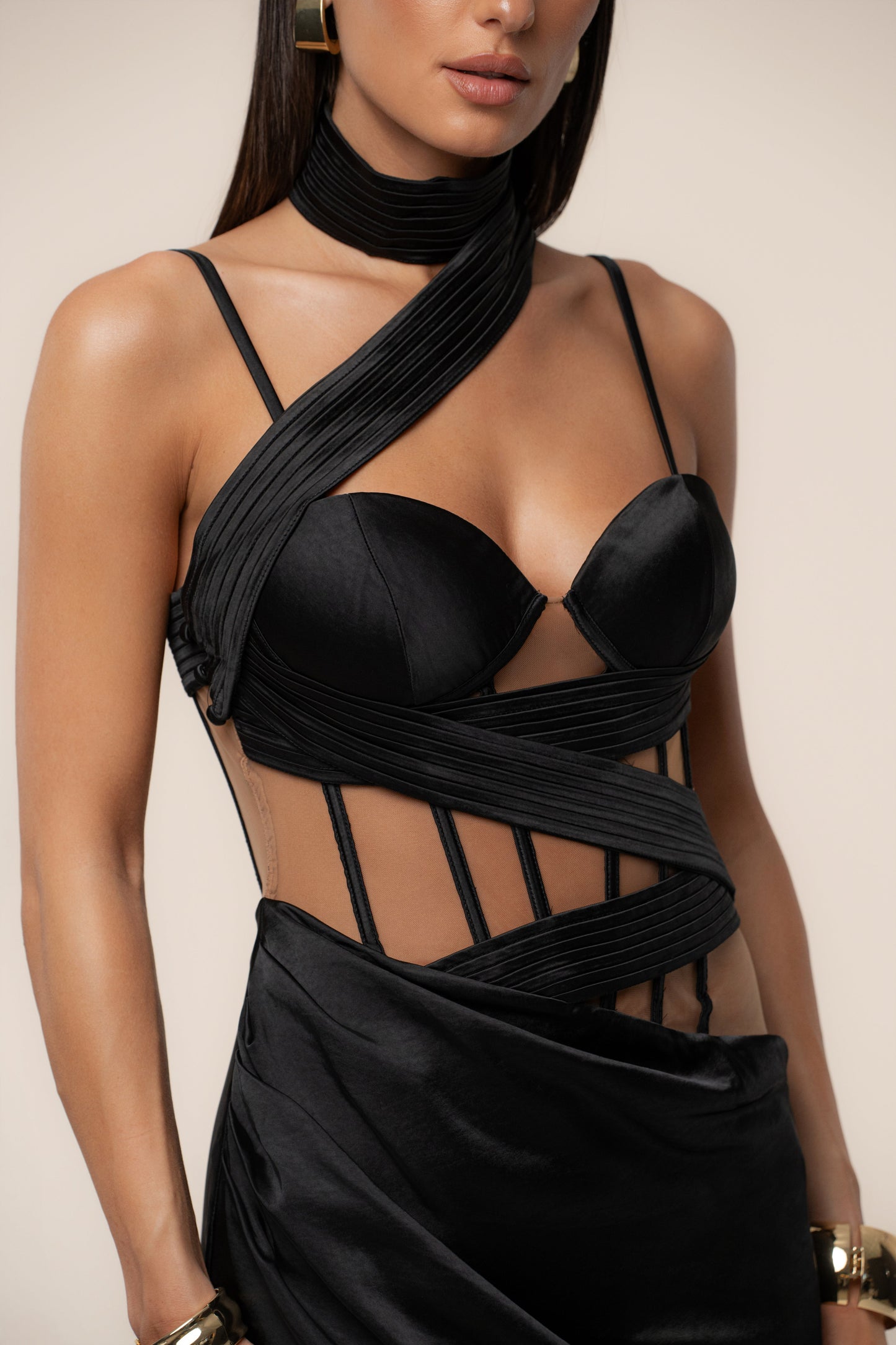 Black Golden Hour Corset Maxi Dress JLUXLABEL