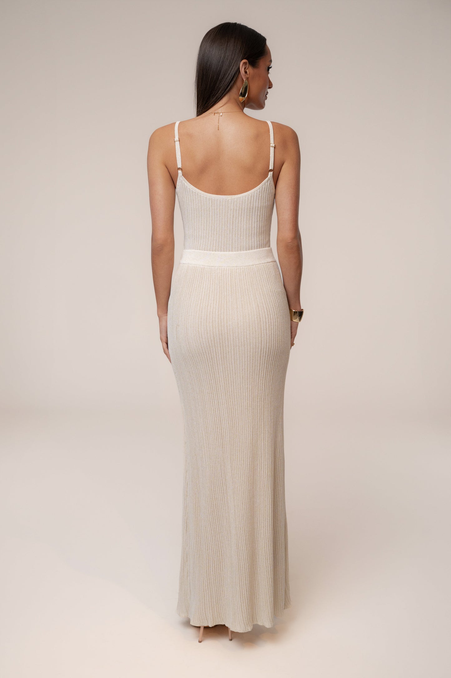 Champagne Serena Ribbed Skirt Set JLUXLABEL