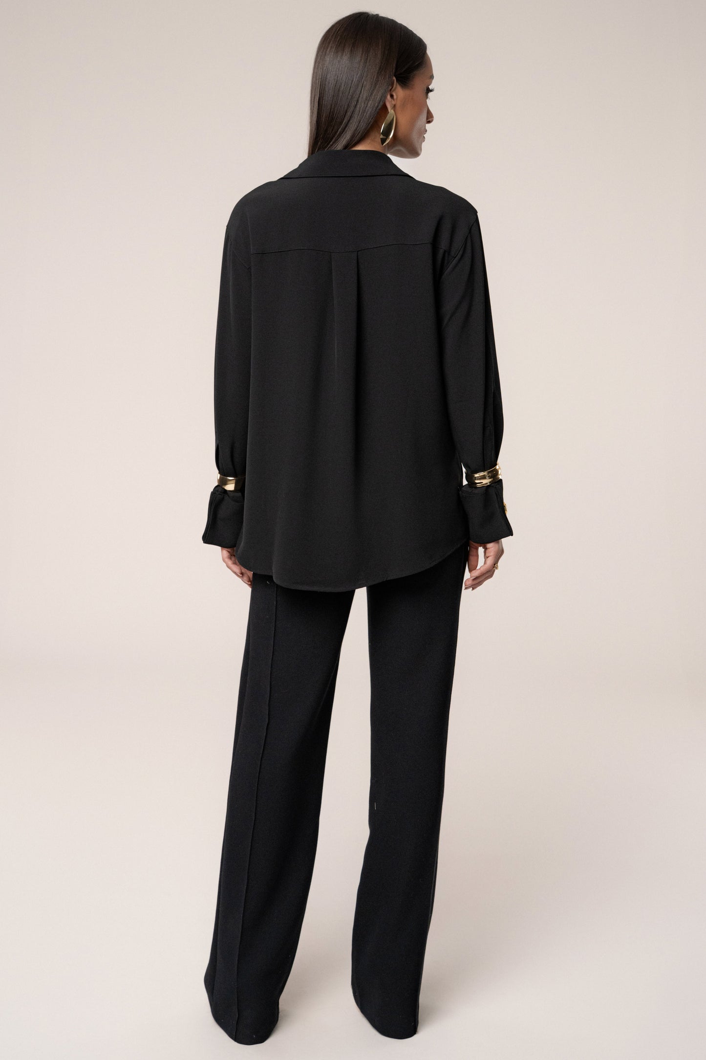 Black Stella Button Up Shirt JLUXLABEL