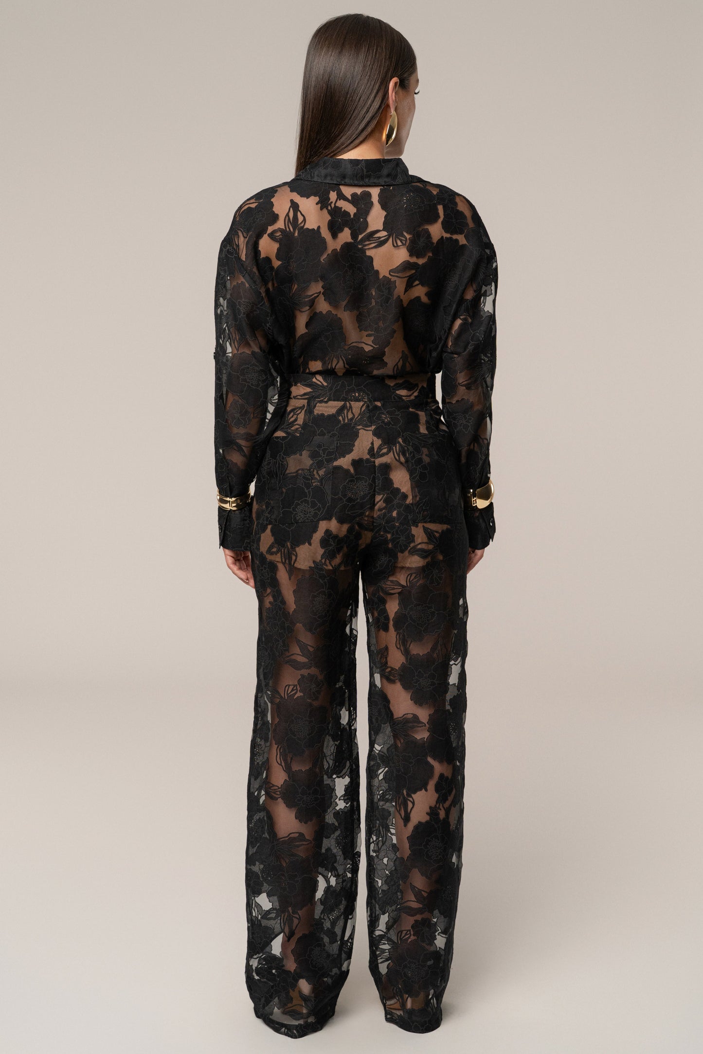 PRE-ORDER Black Organza Floral Pant NEWFASHIONEDGE