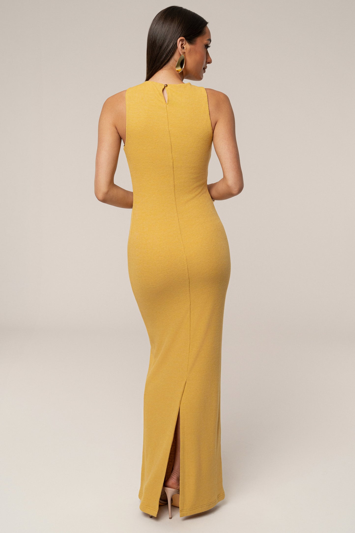 Yellow Alessia Knit Maxi Dress JLUXLABEL