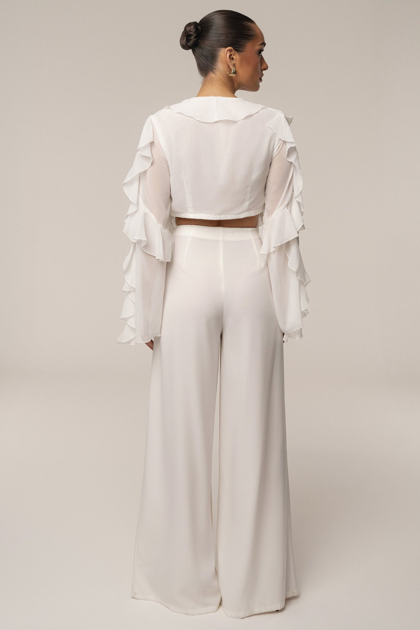 White Juliet Ruffle Crop Top JLUXLABEL