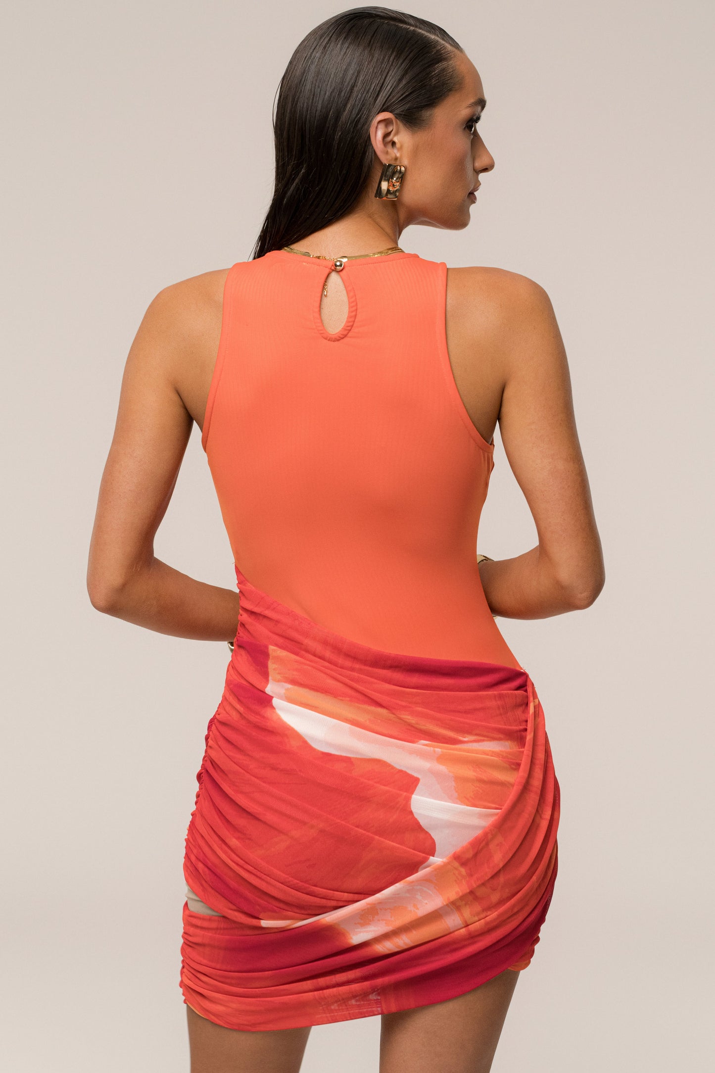 Sunset Red Pure Radiance Mini Dress JLUXLABEL