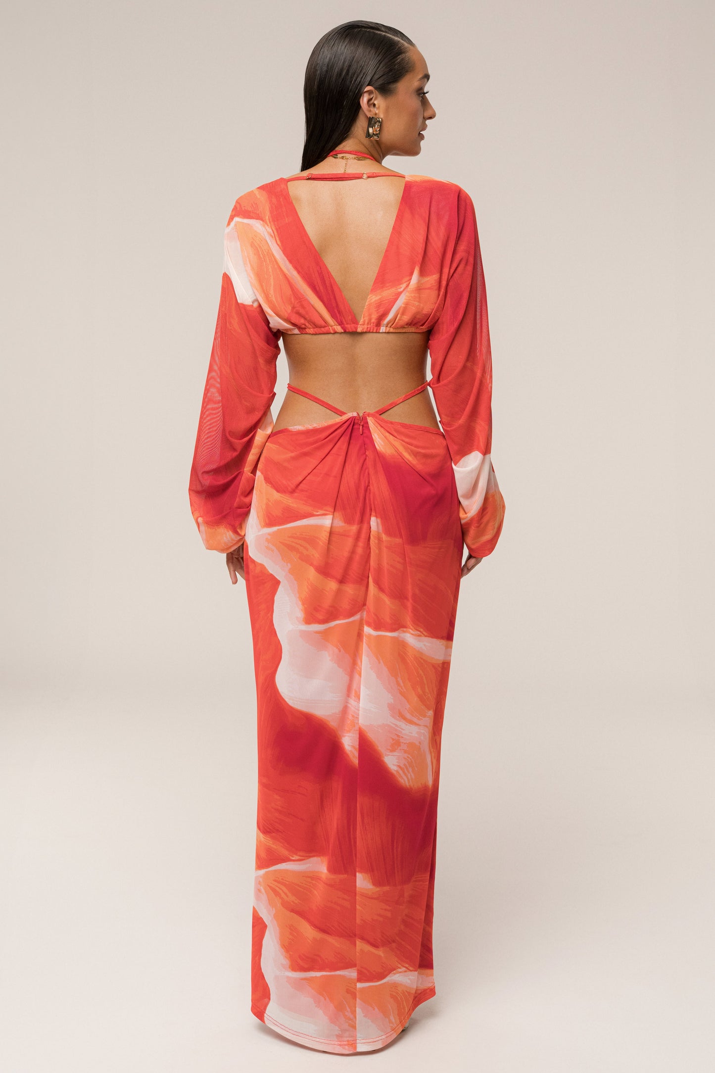 Sunset Red Selene Draped Top JLUXLABEL