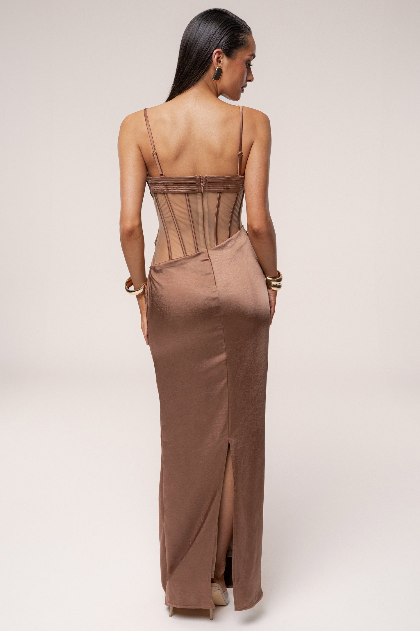 Bronze Golden Hour Corset Maxi Dress JLUXLABEL