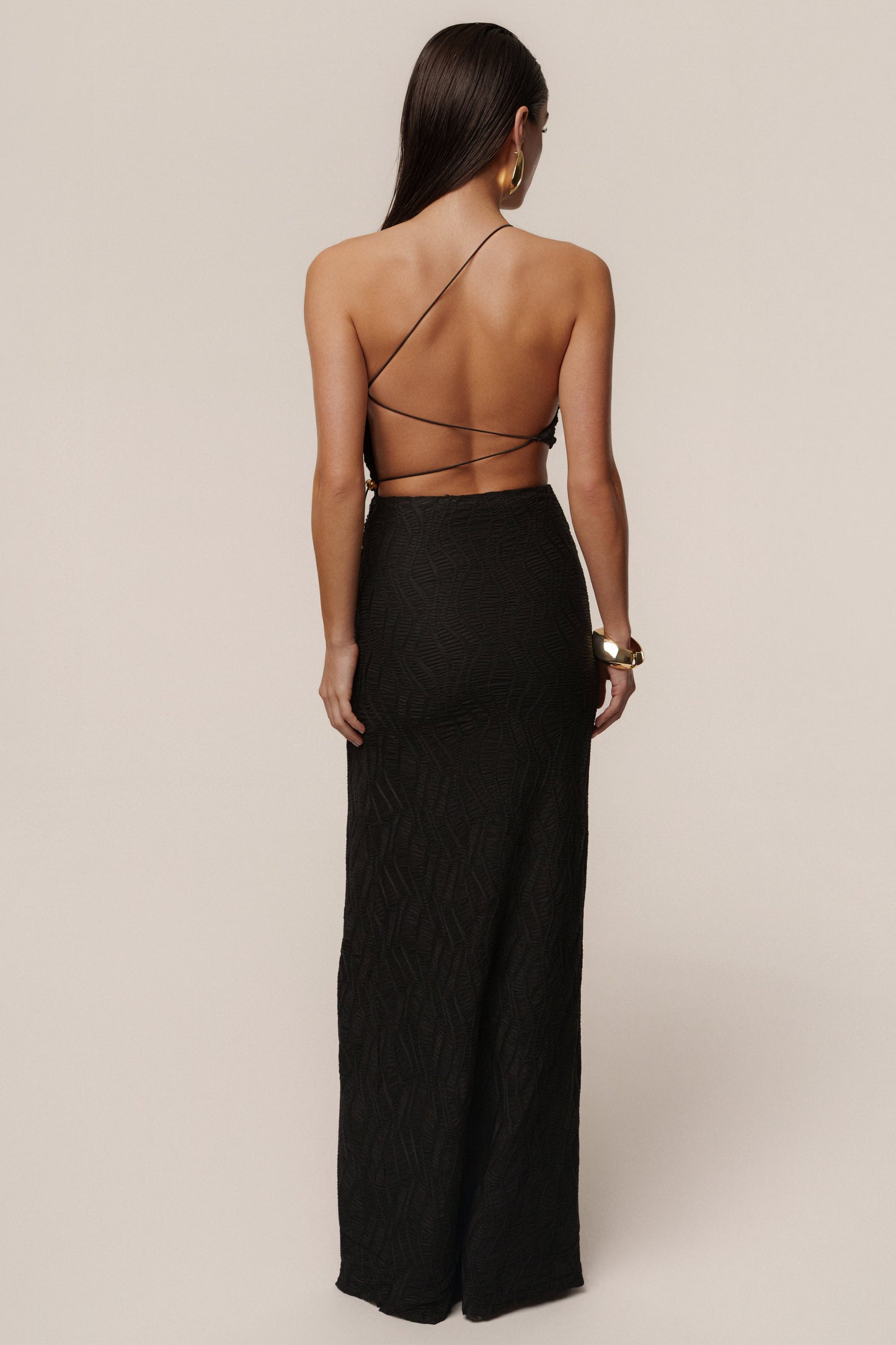 Black Adriana One Shoulder Maxi Dress JLUXLABEL