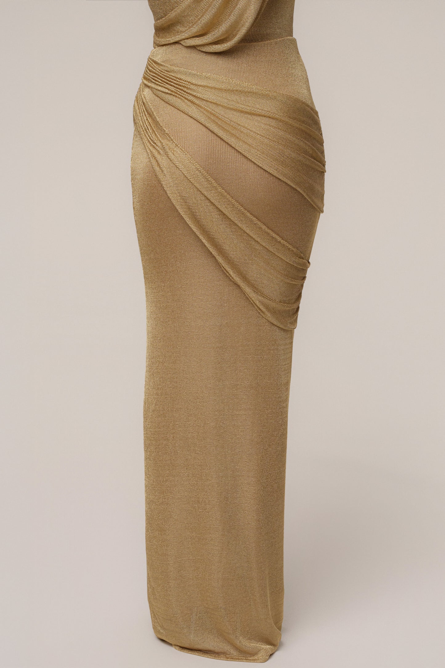 Gold Opulent Metallic Maxi Skirt JLUXLABEL