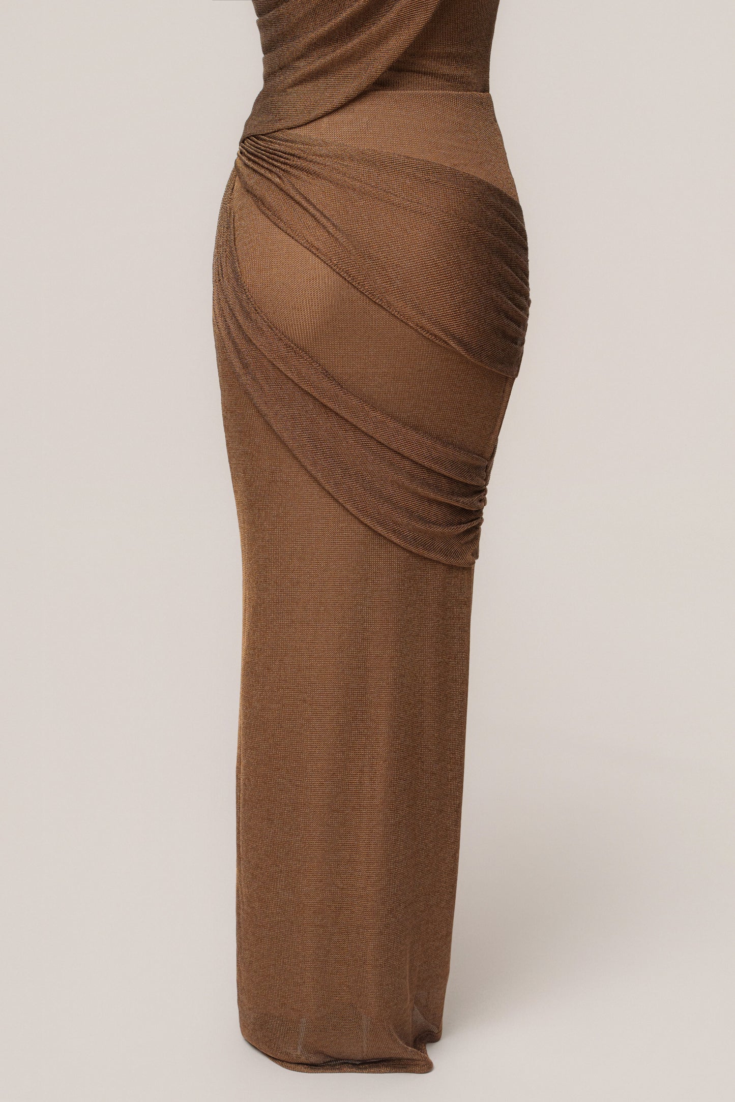 Bronze Opulent Metallic Maxi Skirt JLUXLABEL