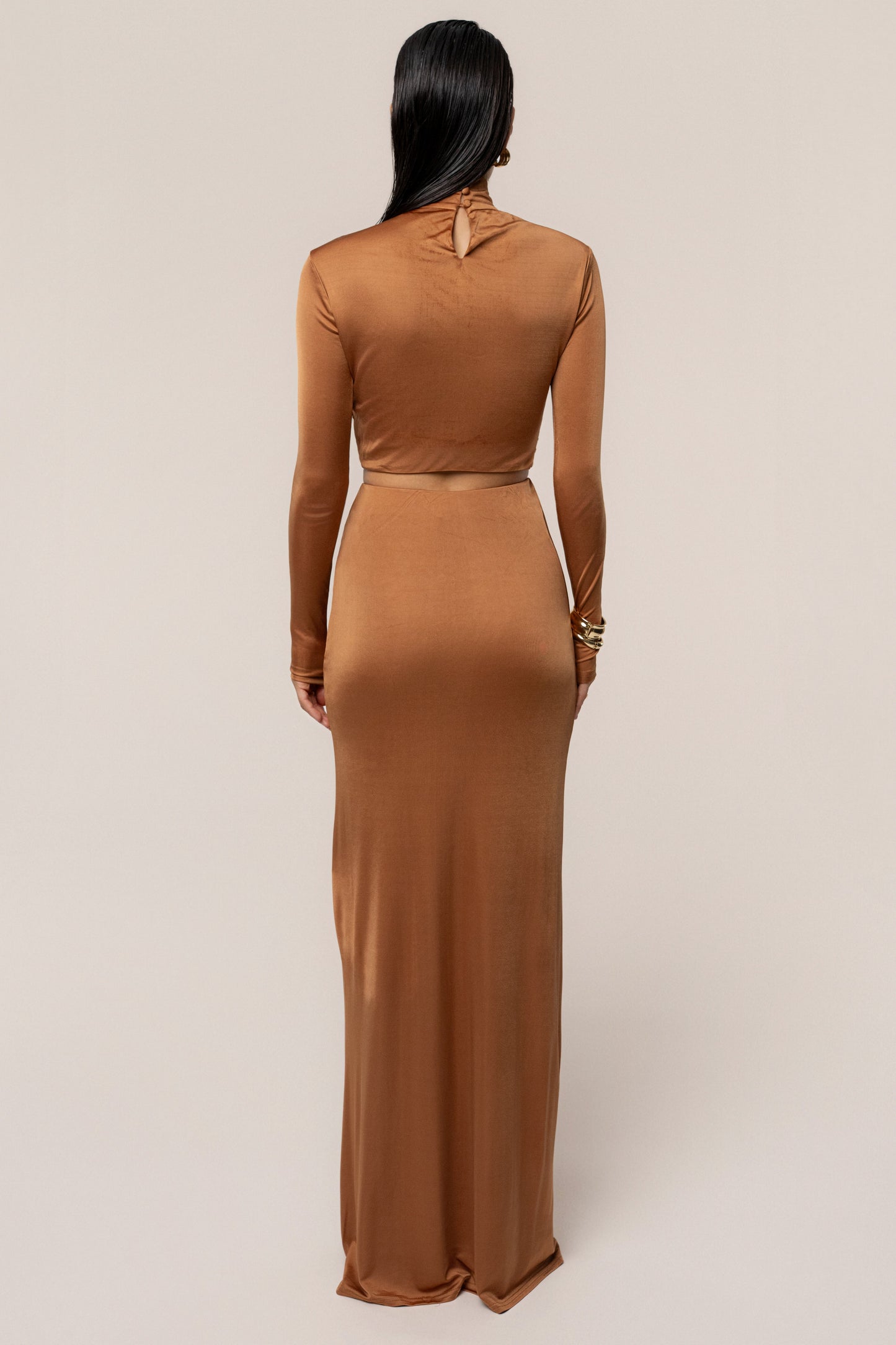 Copper Ultra High Waist Maxi Skirt JLUXLABEL