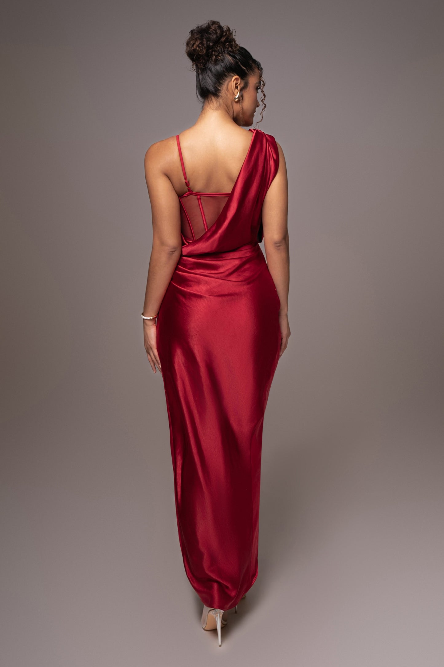 Red Anastacia Drape Maxi Dress JLUXLABEL