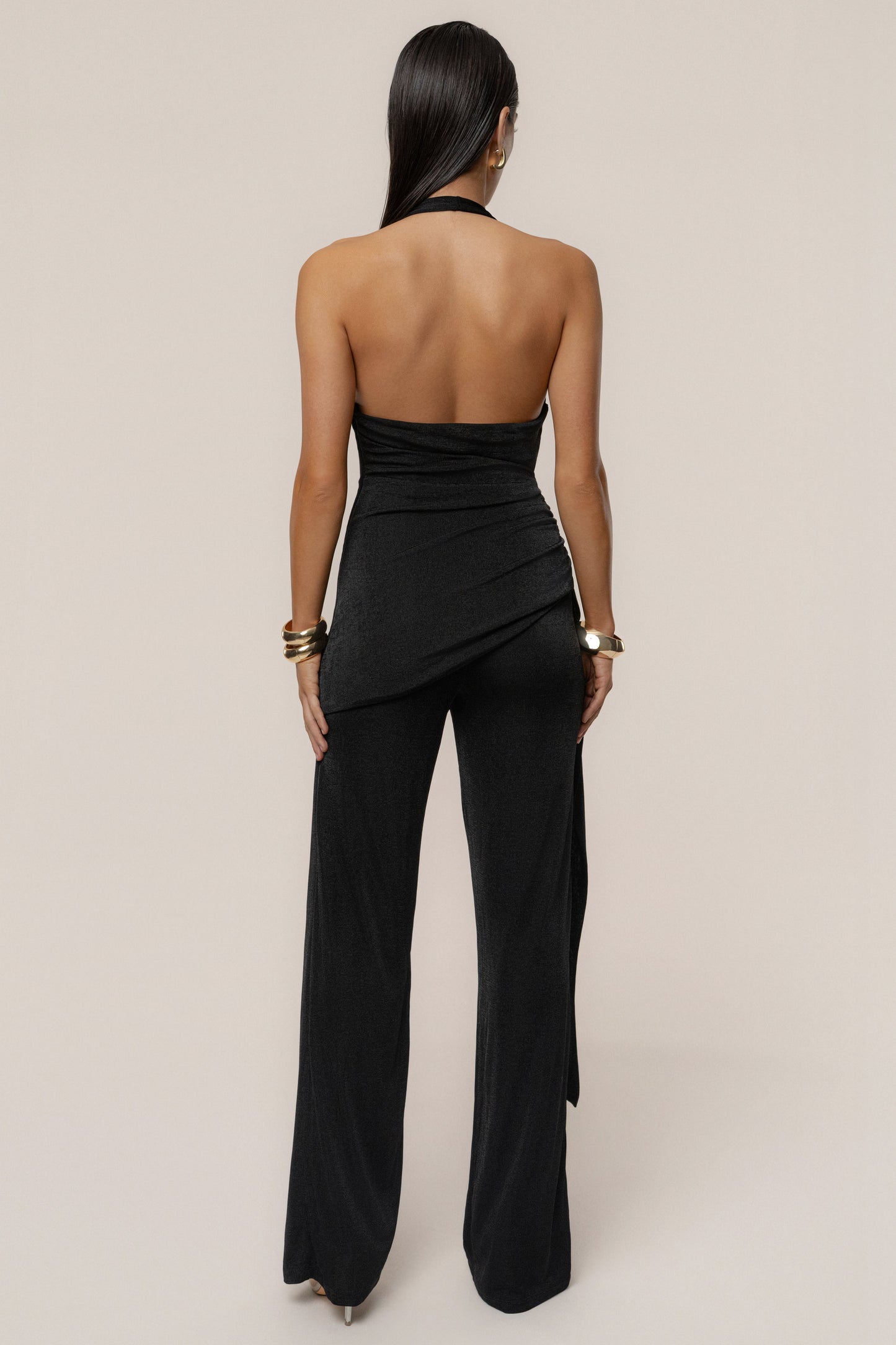 Black Rustic Charm Halter Jumpsuit JLUXLABEL