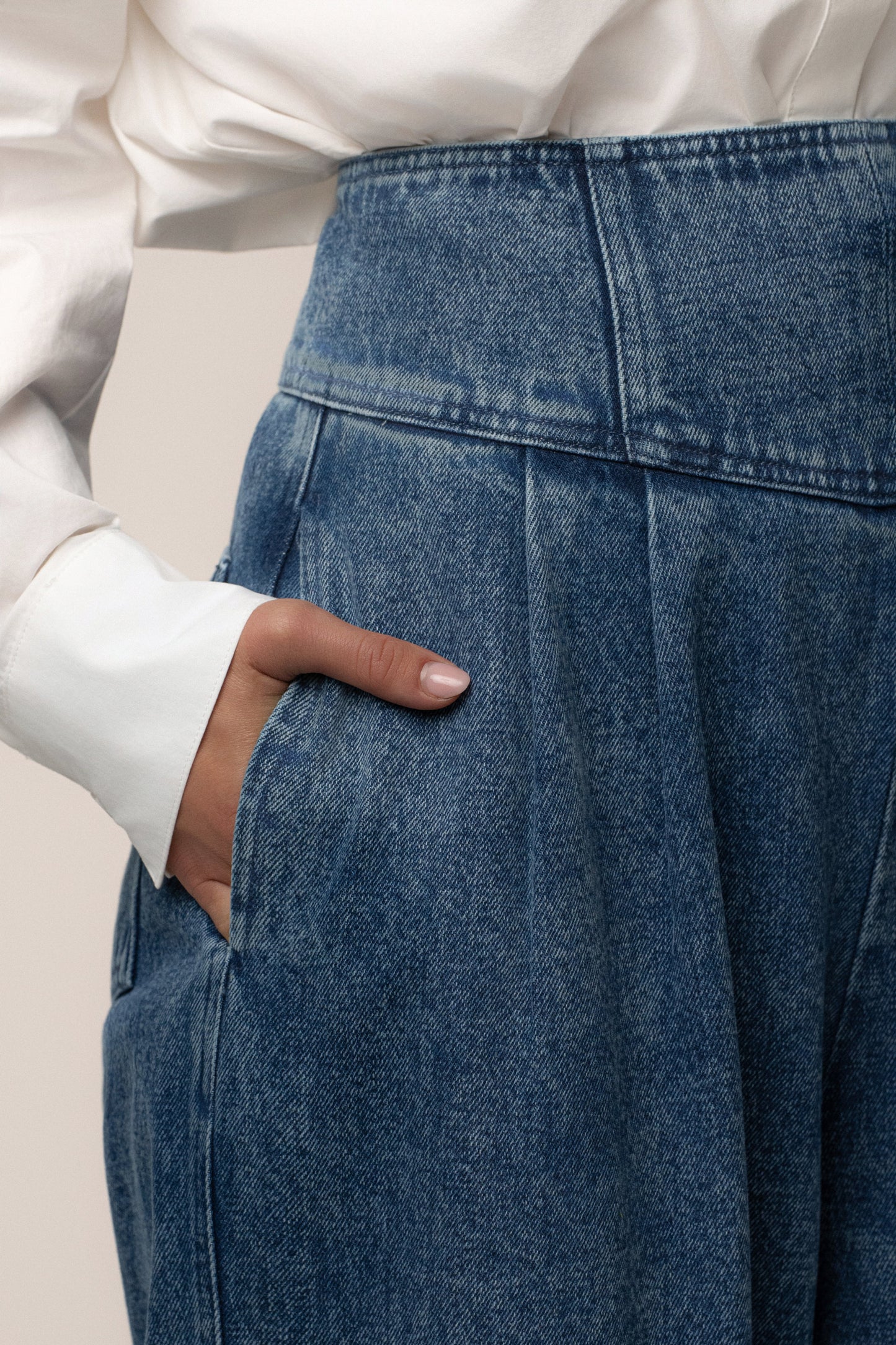 Medium Wash Denim Legacy Pleated Pants JLUXLABEL