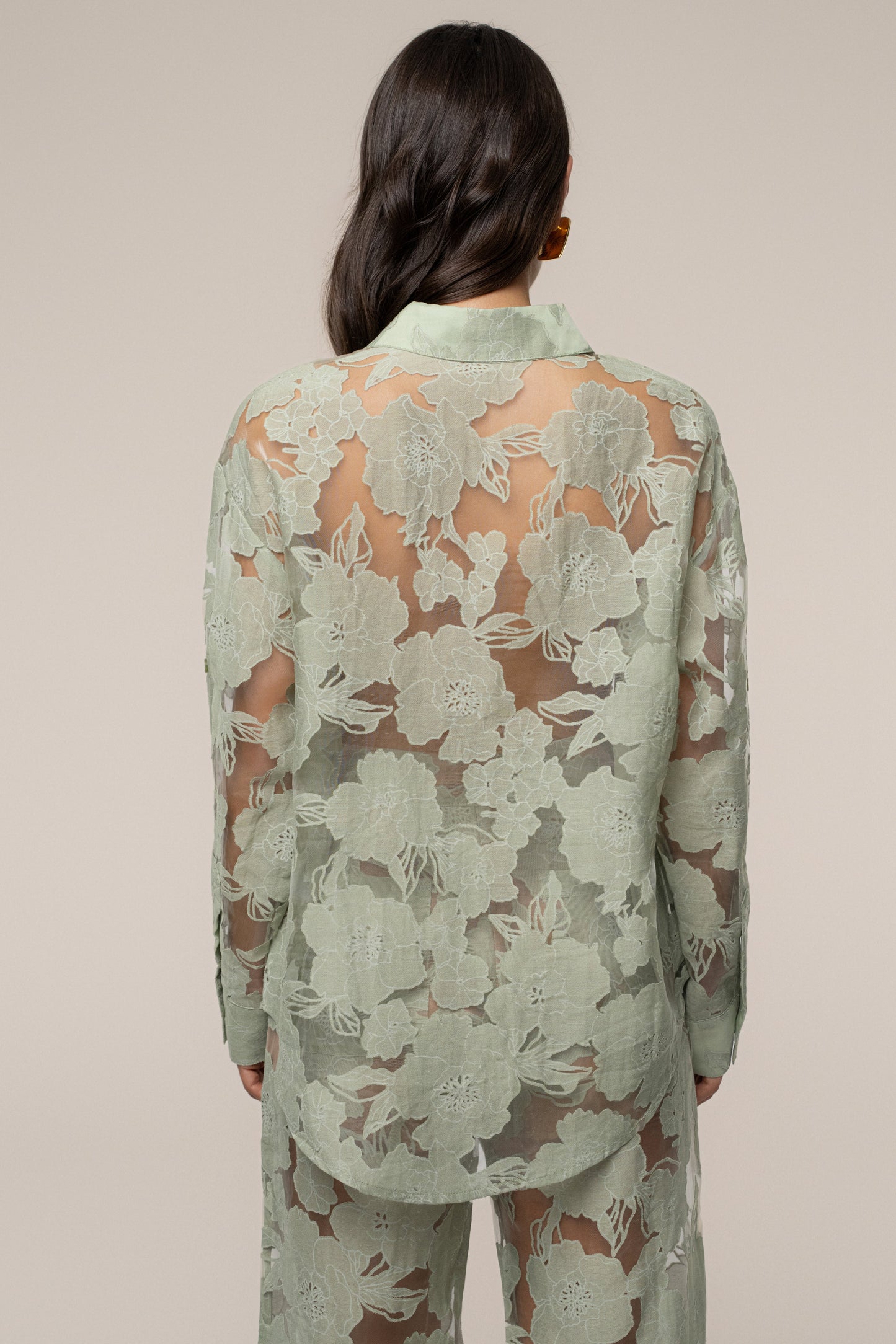 PRE-ORDER Sage Organza Floral Blouse NEWFASHIONEDGE