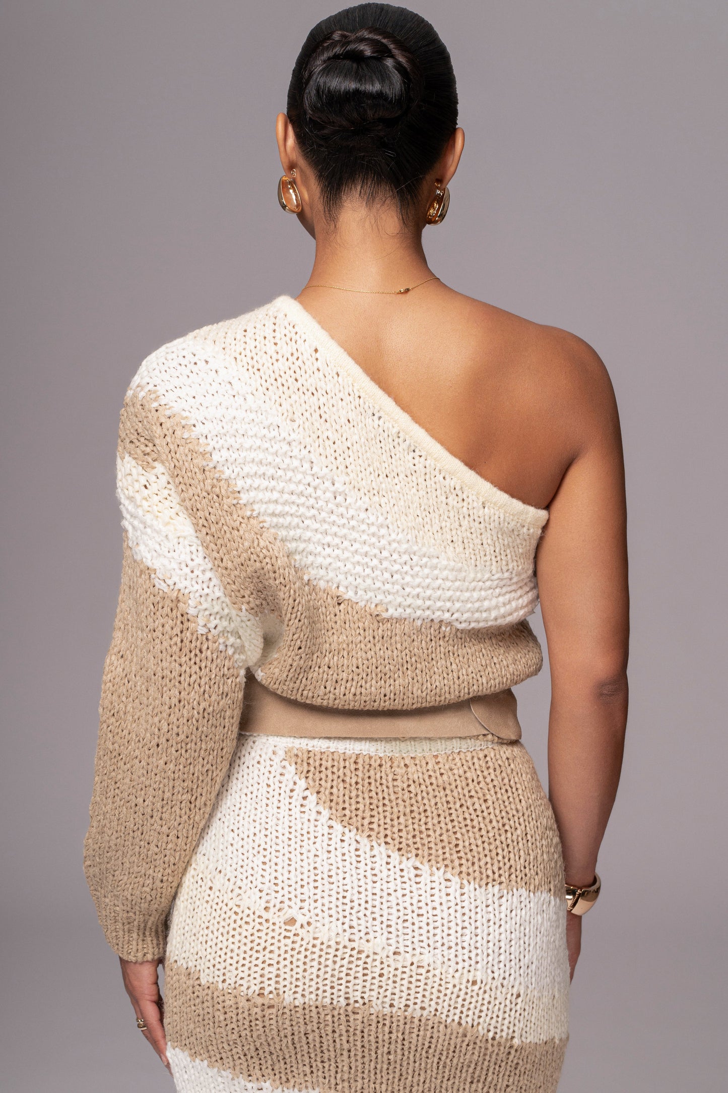 Ivory/Beige Hazel Sweater Knit Top JLUXLABEL