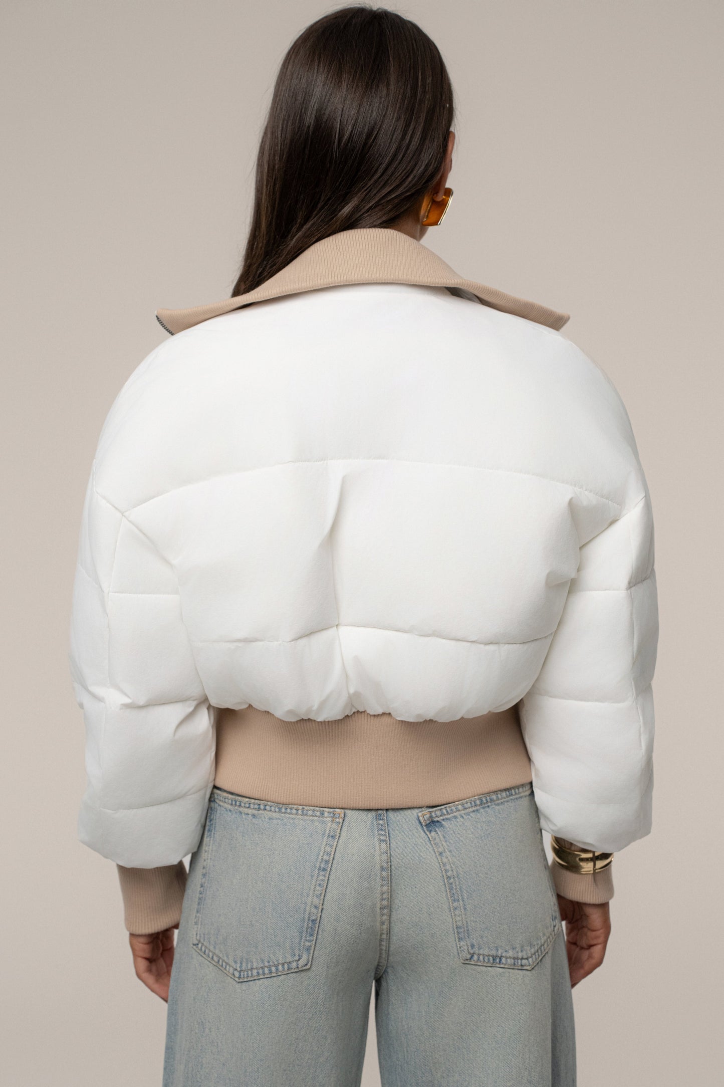 White Stassie Ribbed Jacket JLUXLABEL