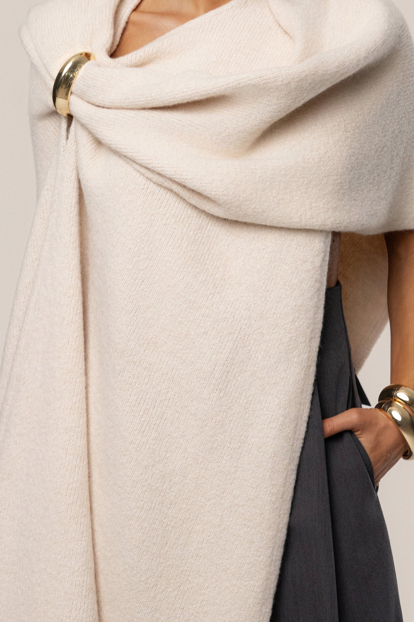Ivory Radiance Knit Shawl JLUXLABEL