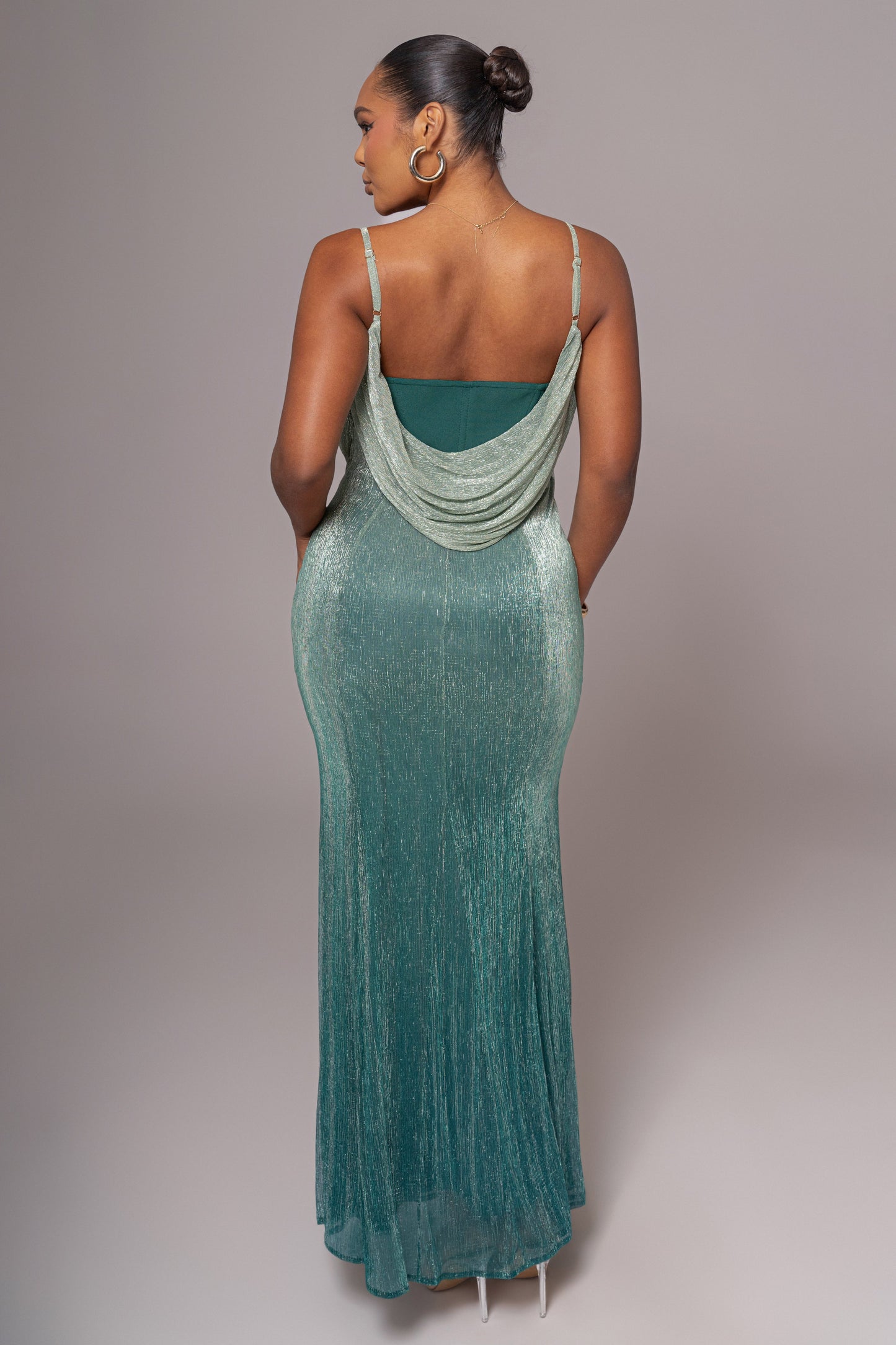 Green Shimmery Nights Maxi Dress JLUXLABEL