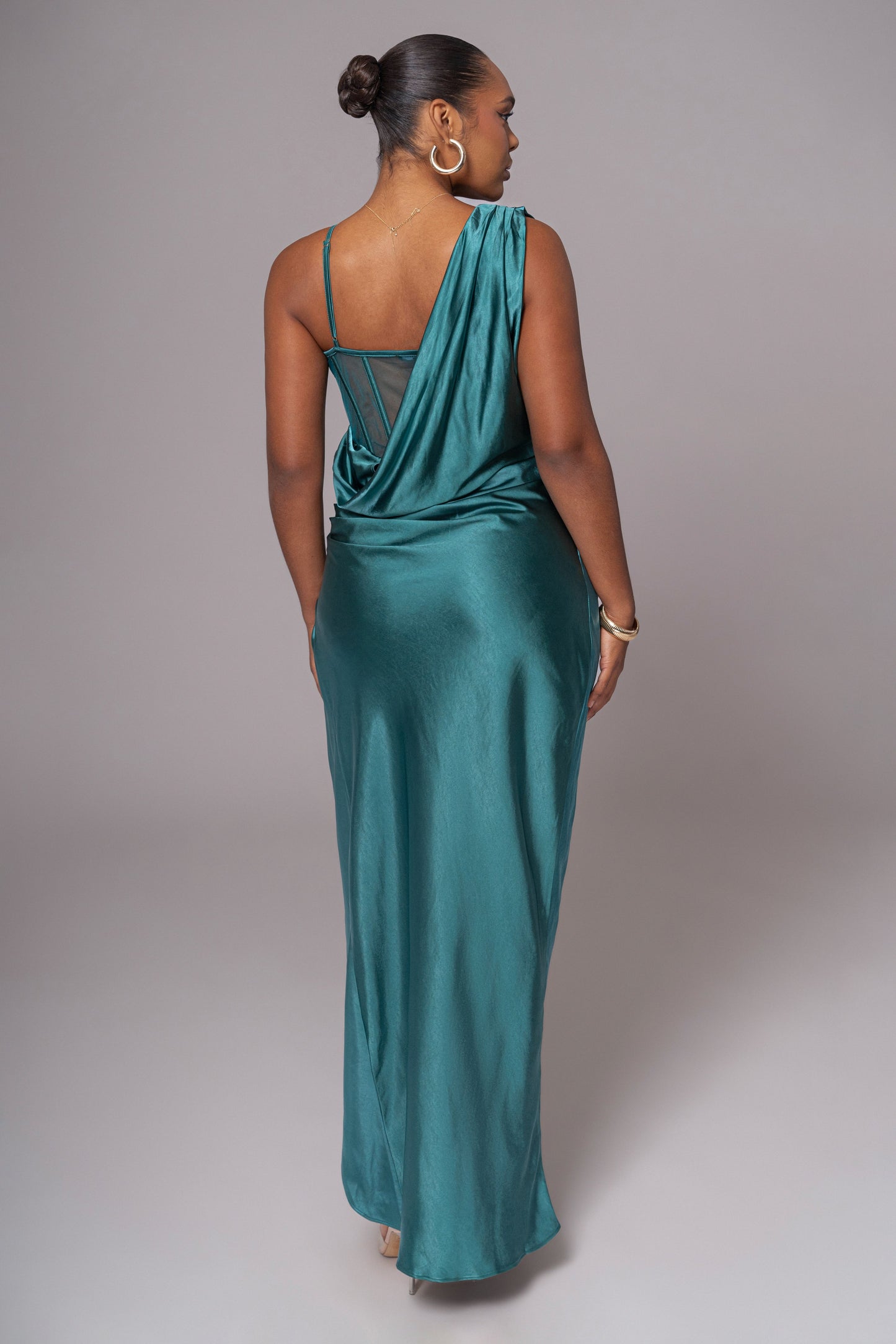 Emerald Green Anastacia Drape Maxi Dress JLUXLABEL