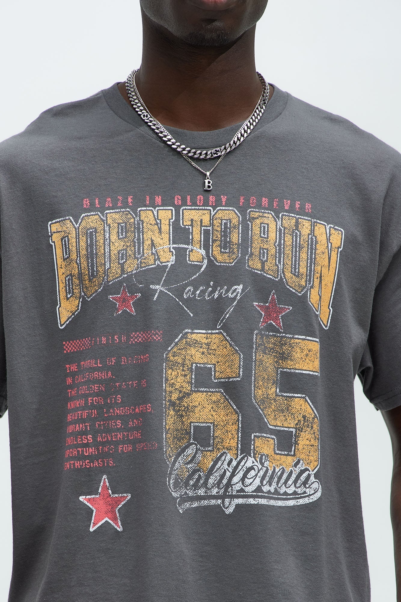 Born To Run Short Sleeve Cropped Tee - Charcoal