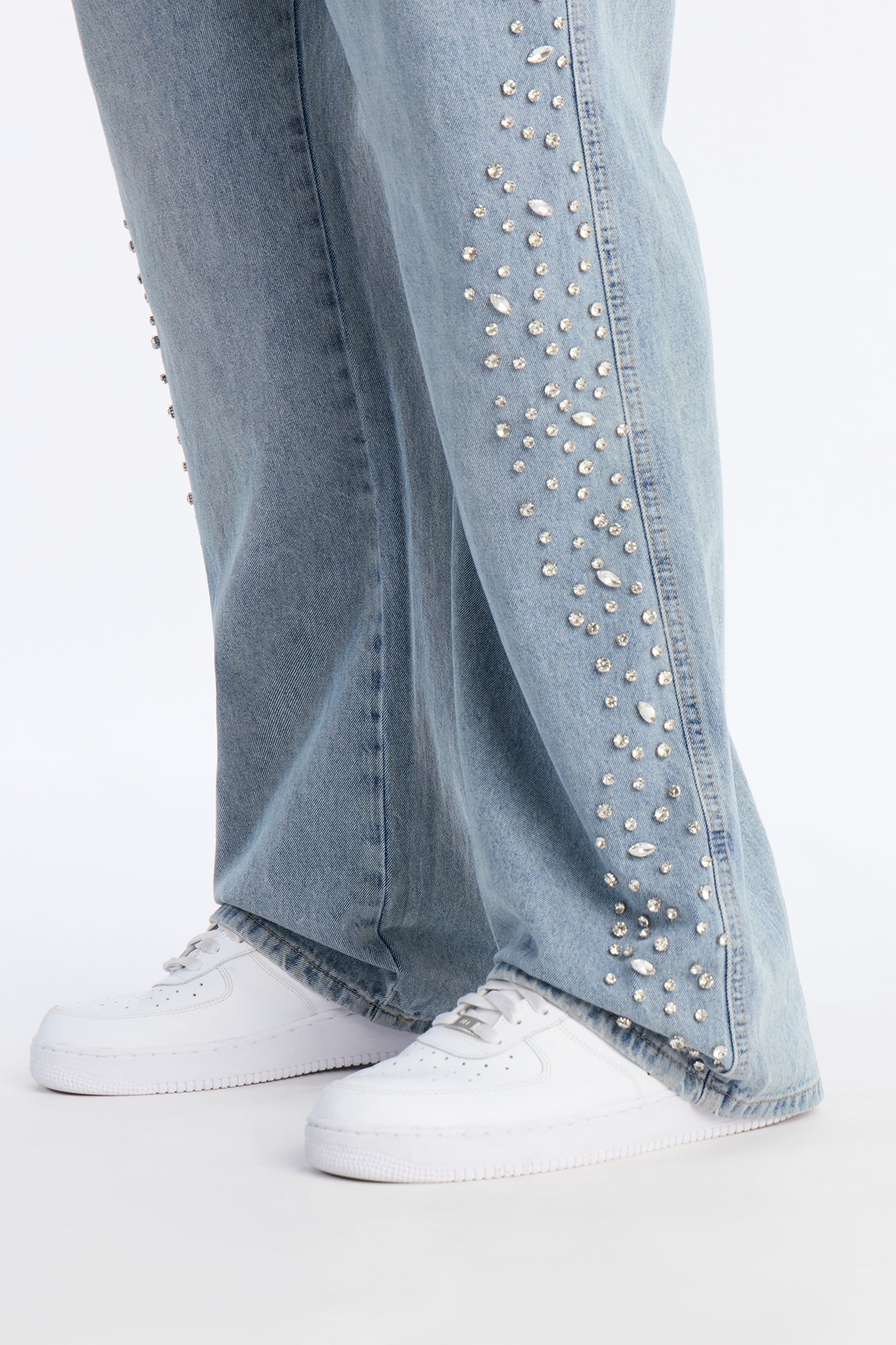 Stacked Slim Flare Another Level Jeweled Jean - Medium Blue Wash