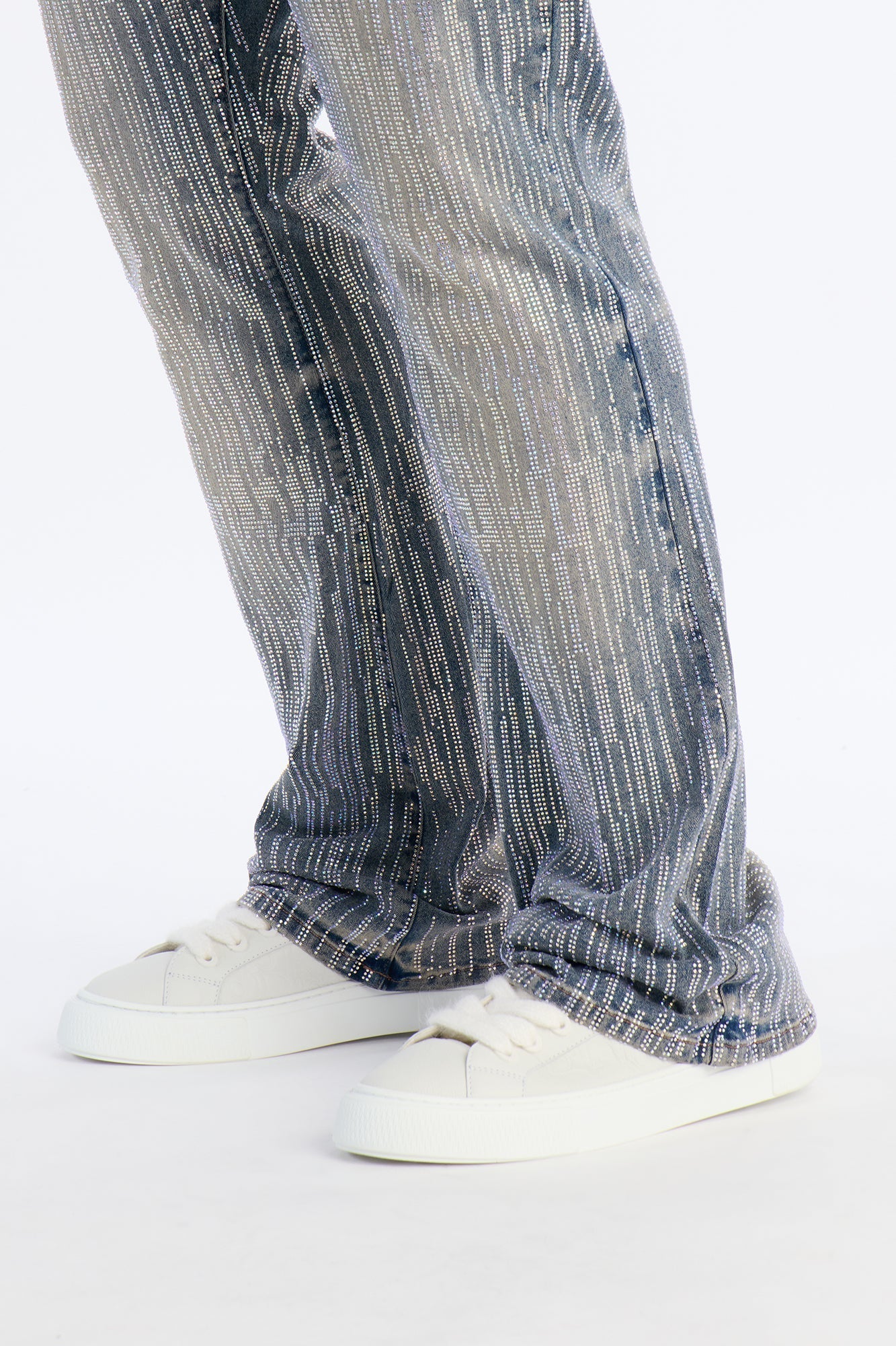 Stacked Skinny Flare Prizm Jeweled Jean - Vintage Blue Wash