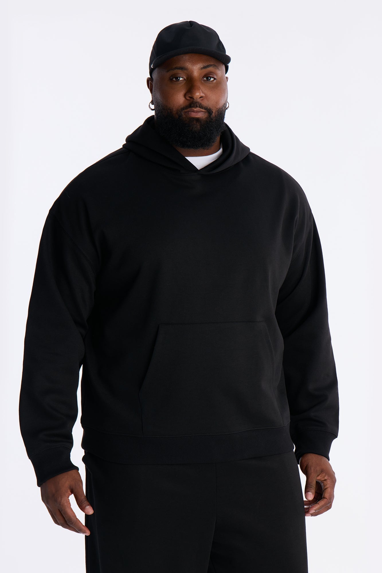Structured Fleece Hoodie - Black