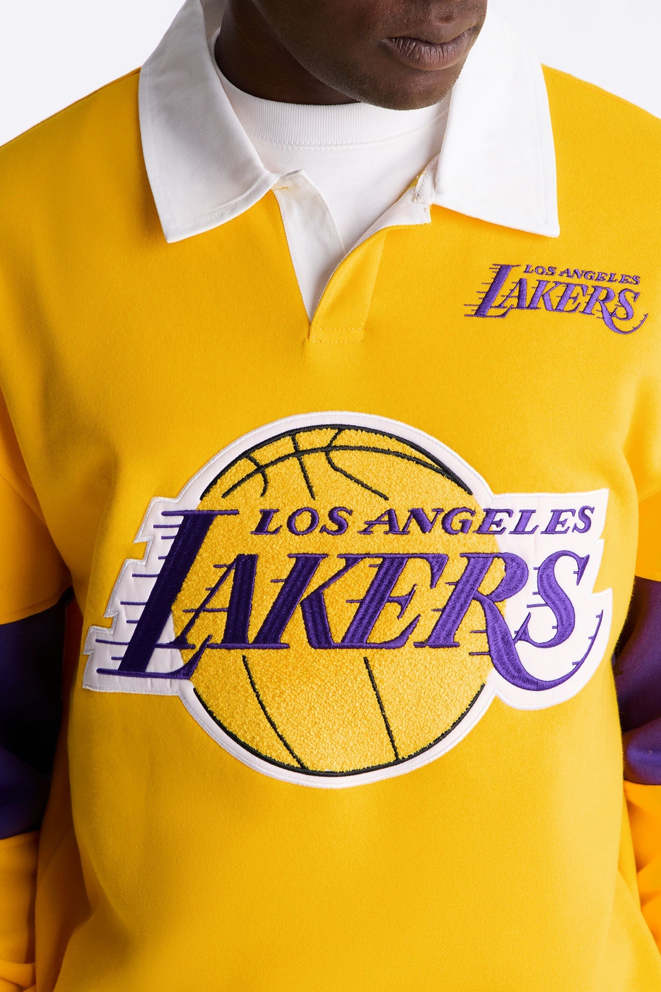 Lakers Long Sleeve Fleece Polo - Yellow