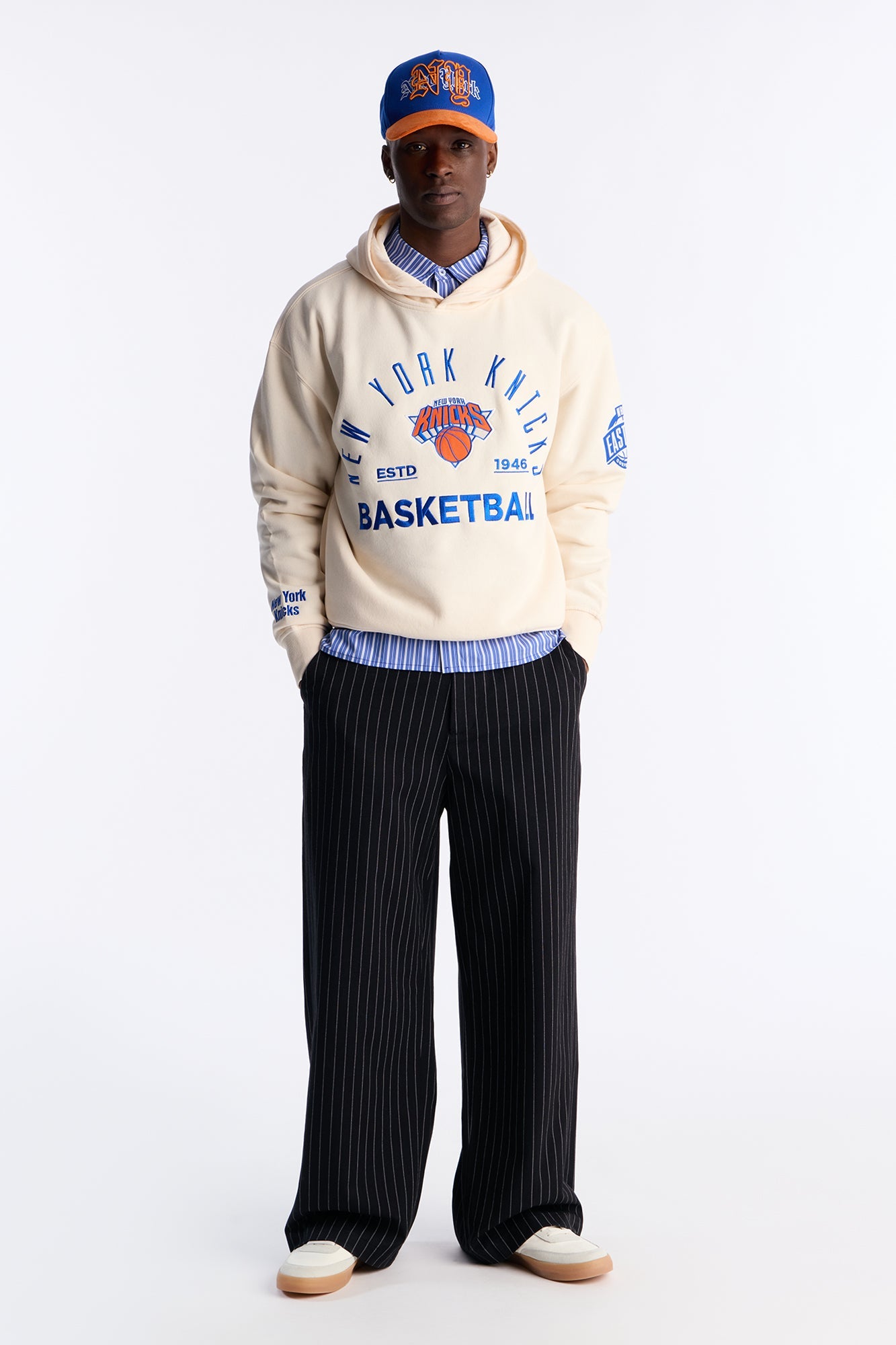 Knicks Embroidered Oversized Hoodie - Cream