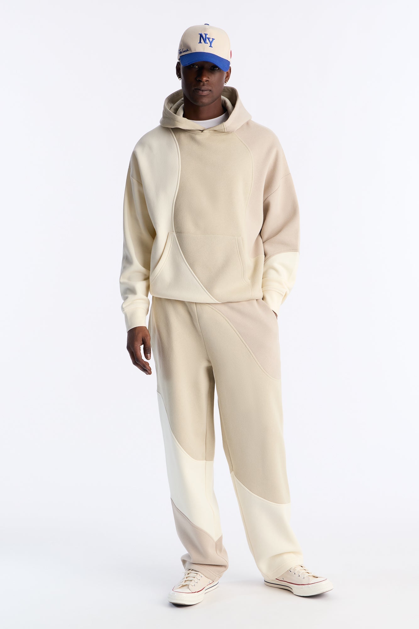 Oversized Neapolitan Paneled Hoodie - Taupe