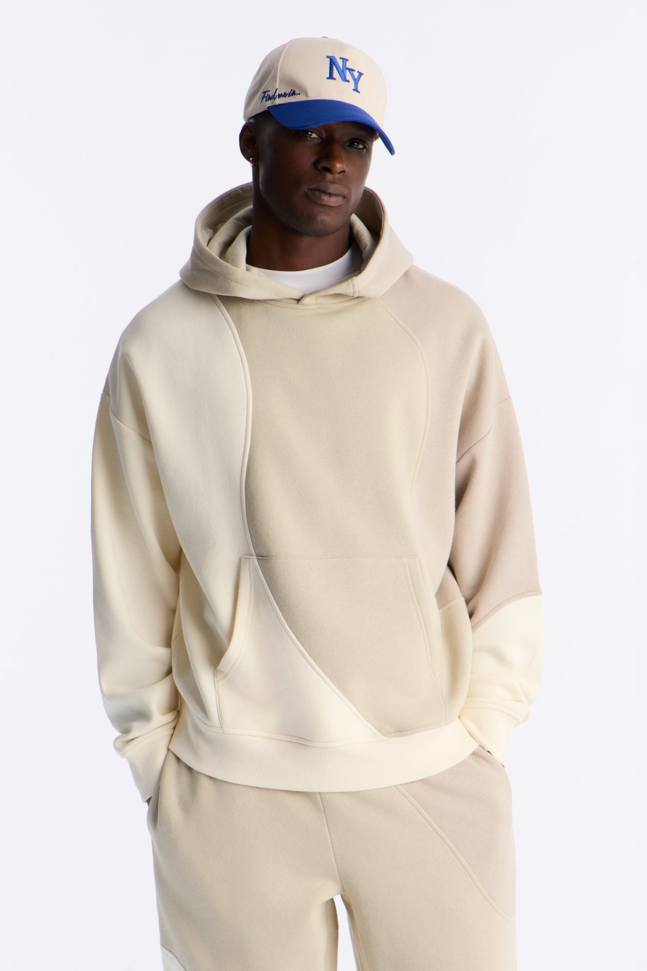 Oversized Neapolitan Paneled Hoodie - Taupe