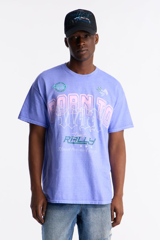 Born To Win Oversized Short Sleeve Tee - Purple
